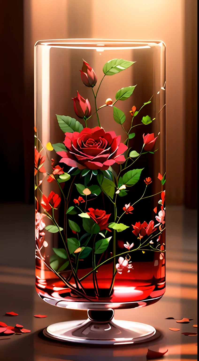 There is a glass vase，There is a red rose inside, beautiful iphone wallpaper, hd phone wallpaper, phone wallpaper hd, Wallpaper phone, Amazing wallpapers, Beautiful wallpaper, translucent roses ornate, wallpaper mobile, beautiful flowers and crystals, Red neon rose, Red rose, beautiful glass work, glass flowers, beautiful hd, Beautiful design, Magical flowers, Wallpaper phone, rosses