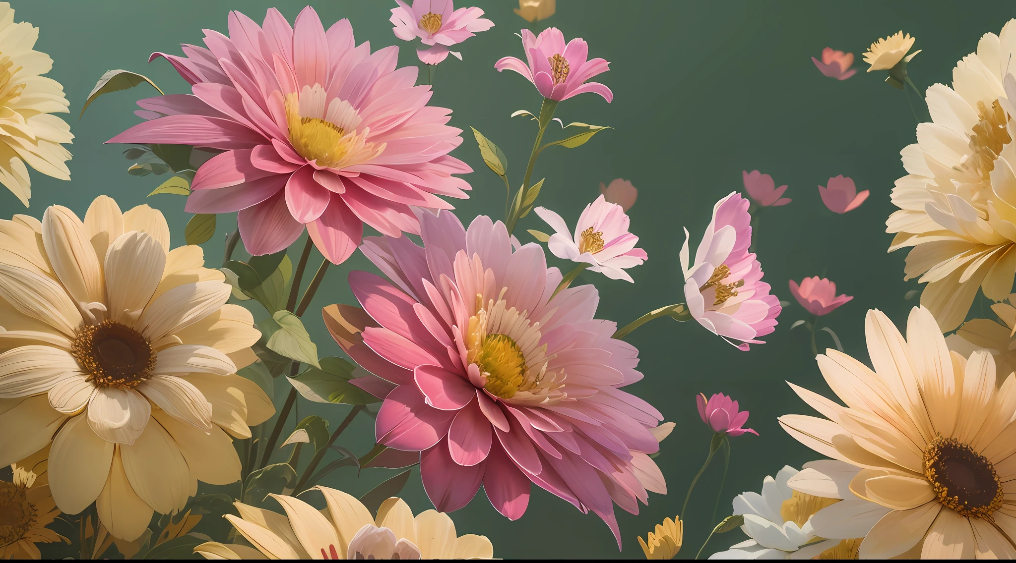 Highly detailed digital painting, Digital painting highly detailed, rendered in povray, Highly detailed colors, low details. Digital Painting, highly detailed textured 8k, highly detailed textured 8 k, hyper realistic detailed rendering, highly-detailed digital painting, hyper detailed photorealistic, highly detailed render, Detailed flowers