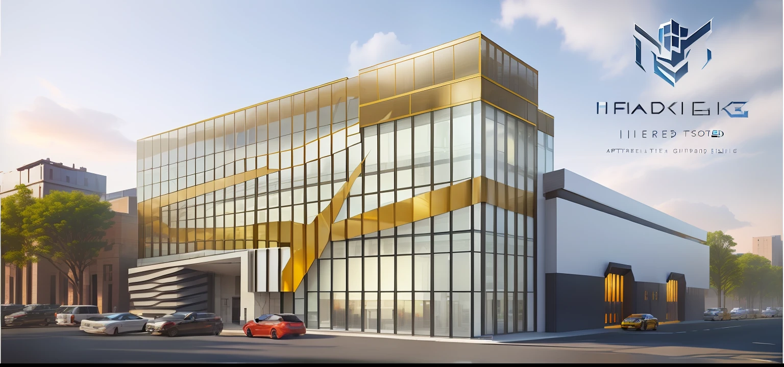 arafed image of a building with a large glass window, exterior shot, precise architectural rendering, architectural rendering, sharp foccus ilustration hq, sharp hq rendering, artstation hq, a digital rendering, architectural render, photo render, artstation hq”, artistic render, artist's impression, gold and steel intricate, architecture render, sharp focus ilustration hq