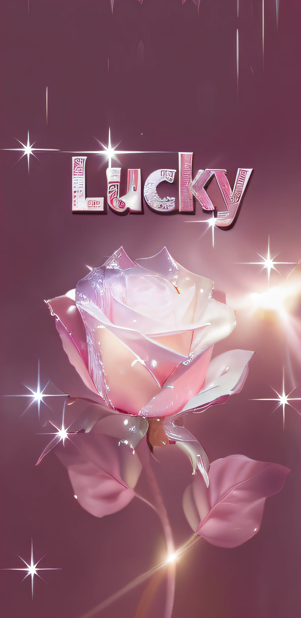 There is a pink rose,There is a diamond on it,It says lucky, album, lux, trick, Dreamy, Lovely, 2014, lusciousness, Cover art, 2 0 1 4, lucky star, ilustration, author:Maximilian Giemsky, 🌺 CGSesociety, Album art, patrick, 2 0 1 5, 2015