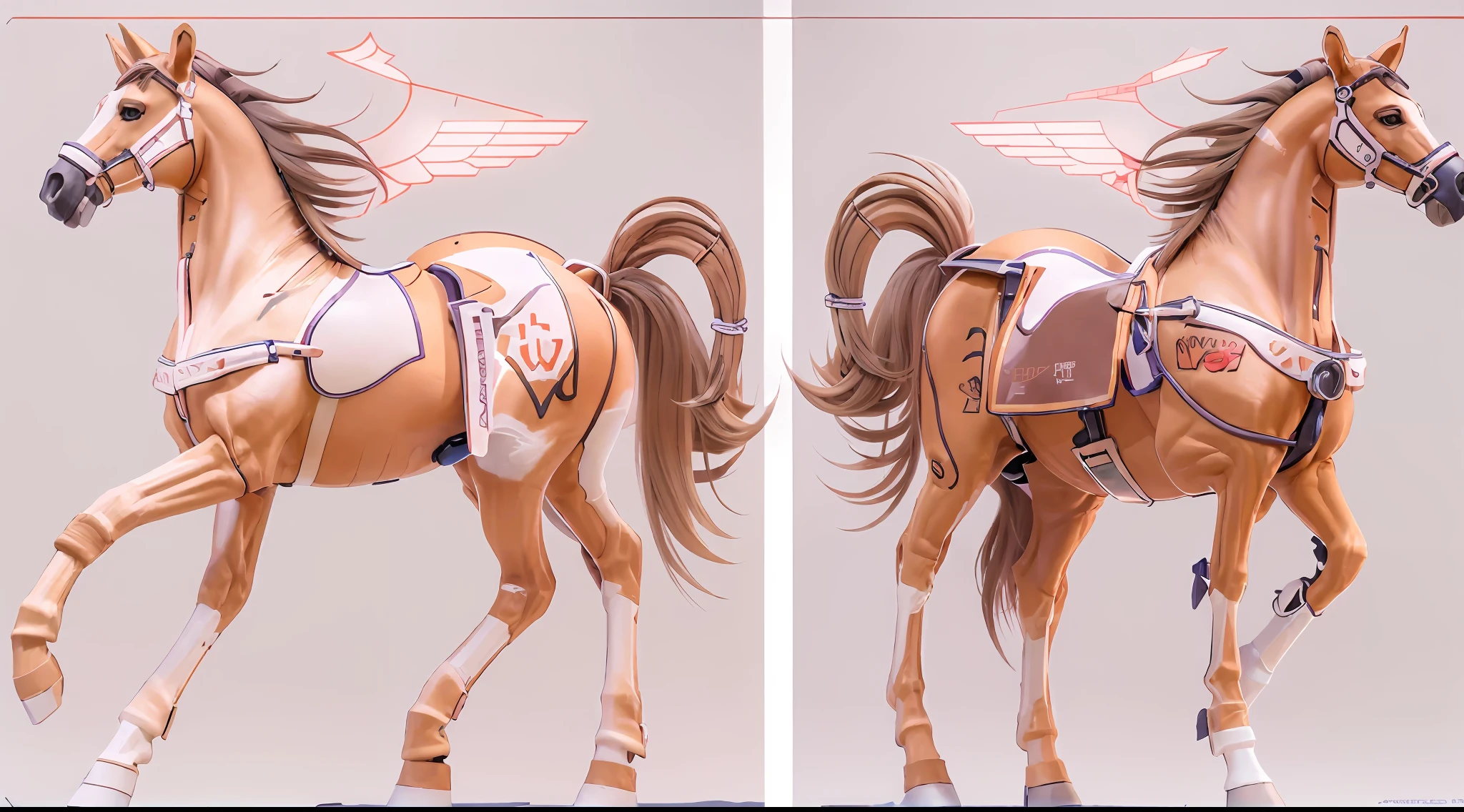 A female centaur，She is famous in the multiverse，She is both a female centaur, half human, half horse, half horse，It is also a female Yingzhao。She blends both images，The first is the head of a horse/neck/Shoulder these parts，After feminization，The upper body transforms into a beautiful female human，Female, half-centaur, half-human, half-horse, half-human，The second is the waist of the horse/hason/gluteal/Legs feminine，Female half-horse with beautiful woman's，Chimer，It's like a female human wearing a half-horse-like costume and making a seamless chimera，This chimerization is based on powerful futuristic technology。The ultra-wide-angle lens captures the image of her sleek and ethereal wings charging and leaping on the ionosphere。Her front half is distinctly feminine，Tall sexy body，Has K cup teardrop-shaped giant tit chest，It has a small man's waist butterfly spanning long legs，The half-horse part of the hind body，Embedded interface in the front half of the body hip position。The back half of her body is horse-shaped，Half-horse torso，The morphology is completely female and humanized，Start at the upper end of the sternum，Embedded in the lower back position of the beauty body，Sexy bent dog style shaped chest/lower back/Ventral transverse，Then there are the sexy beauty's upright hips，Her entire body has been completely feminized，Including the half-horse part，Mechanized armor covers the knee-shaped anti-joints and feet，And these parts are highly anthropomorphic，This gives her legs a graceful and slender line，She has four slender legs like a supermodel，Under the legs are skinny white feet dressed in Skyscraper Heels，Use Midjourney's advanced stroke tools and color palettes, as well as texture packs, model packs, and texture tools，Concentration，Femaleize all parts of her original equine physiologic appearance，And give these parts an ergonomic appearance，Fine treatment of the thoracic and abdominal cavity of the posterior body，As well as hips and legs，Tightly connected details