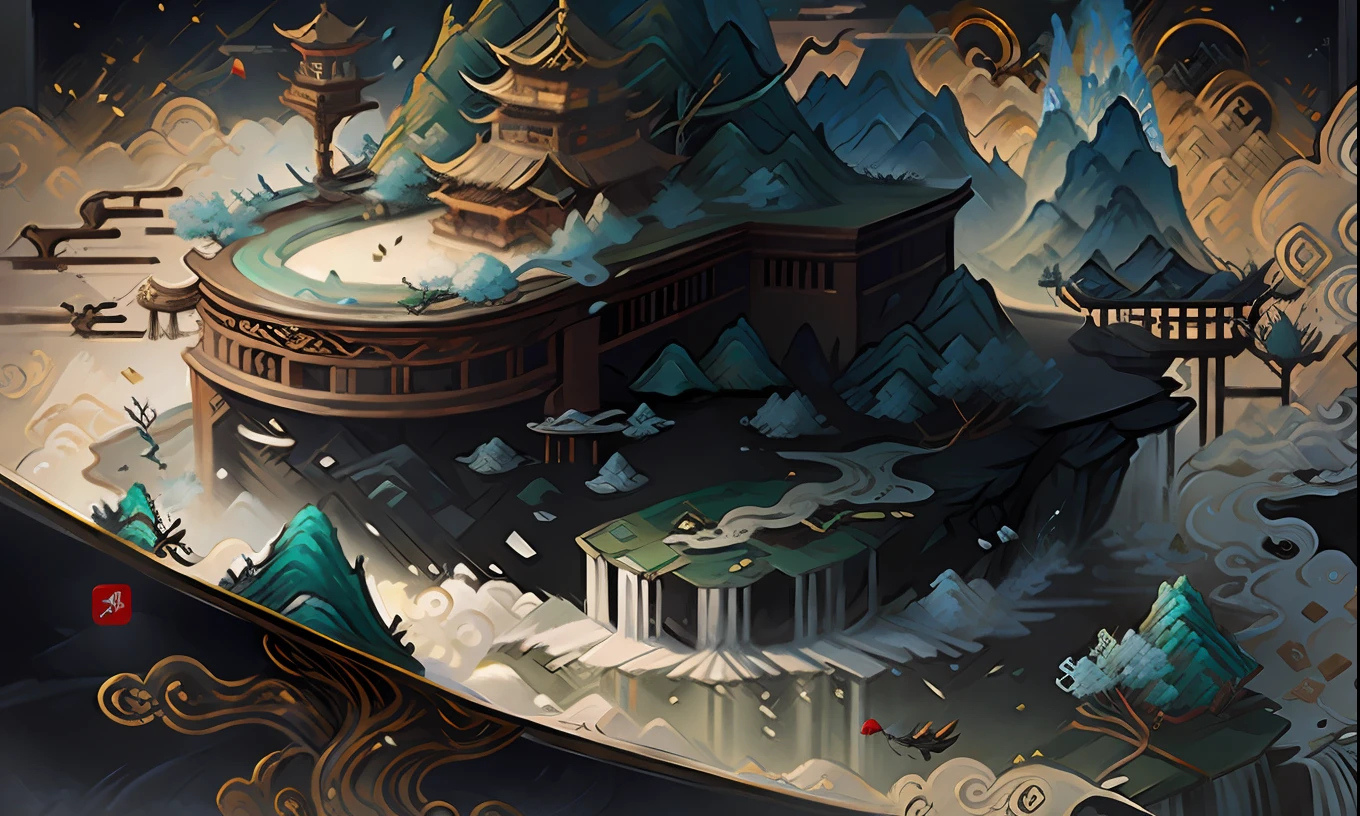 Ancient Chinese landscape, mountains, rivers, auspicious clouds, sunlight, masterpiece, super detail, epic composition, ultra high definition, high quality, extremely detailed, official art, uniform 8k wallpaper, super detail, 32k -- v 6