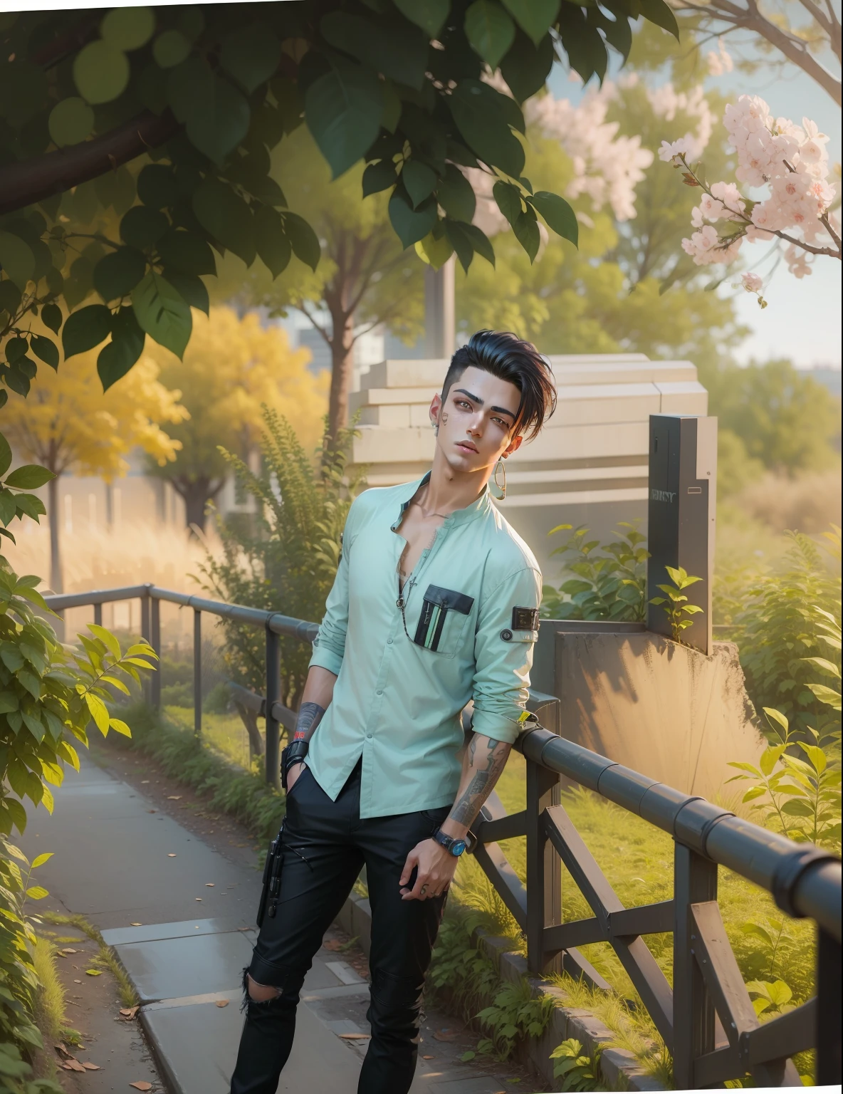 Change background cyberpunk handsome boy, realistic face, 8k ultra realistic,
