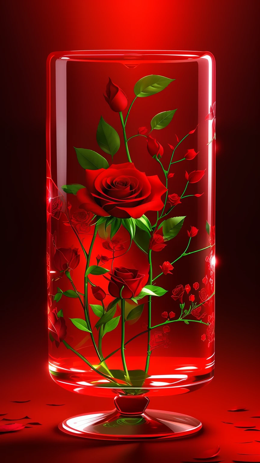 There is a glass vase，There is a red rose inside, beautiful iphone wallpaper, hd phone wallpaper, phone wallpaper hd, Wallpaper phone, Amazing wallpapers, Beautiful wallpaper, translucent roses ornate, wallpaper mobile, beautiful flowers and crystals, Red neon rose, Red rose, beautiful glass work, glass flowers, beautiful hd, Beautiful design, Magical flowers, Wallpaper phone, rosses