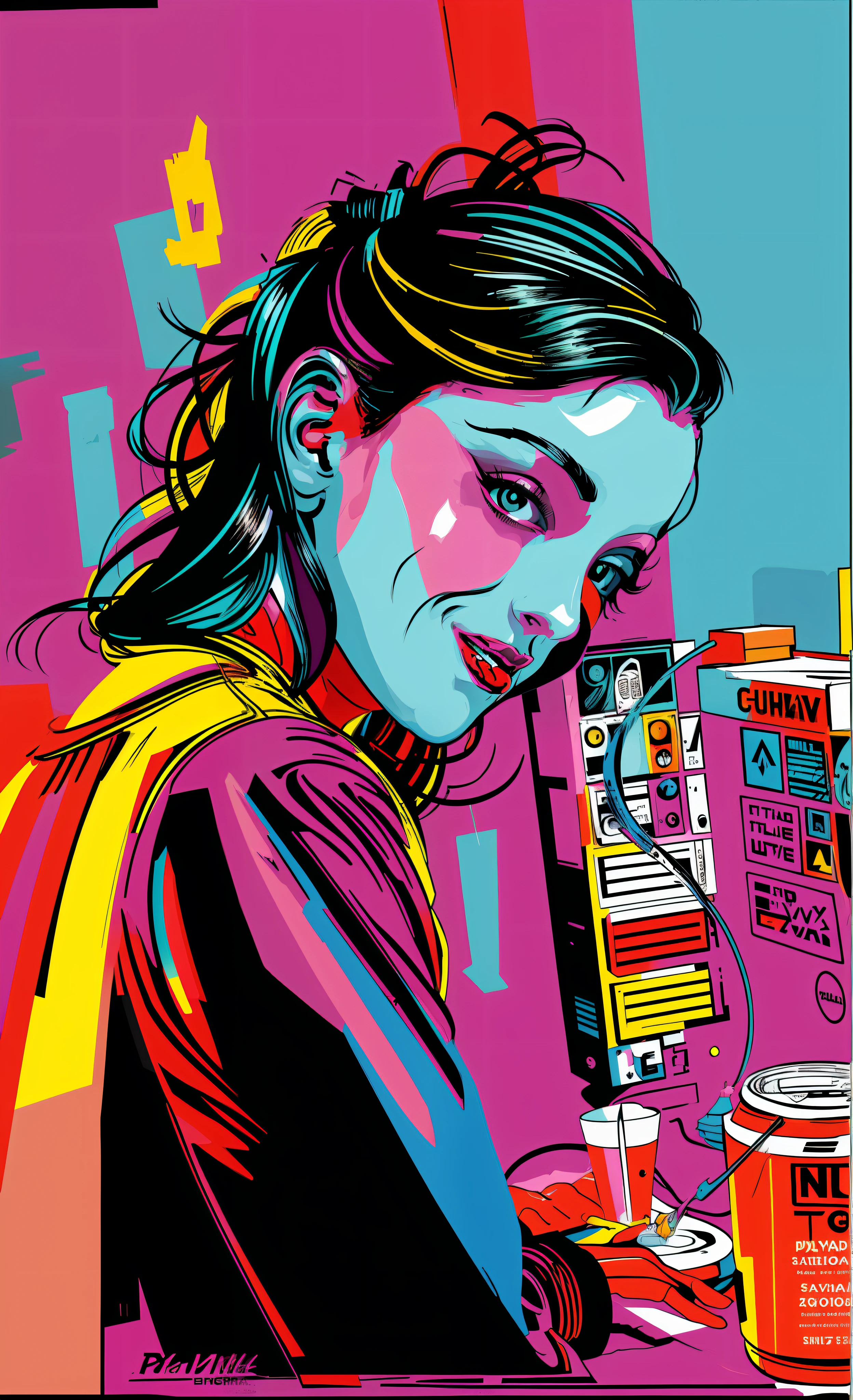 vibrant and bold pop art with high contrast colors, dynamic composition, and exaggerated details