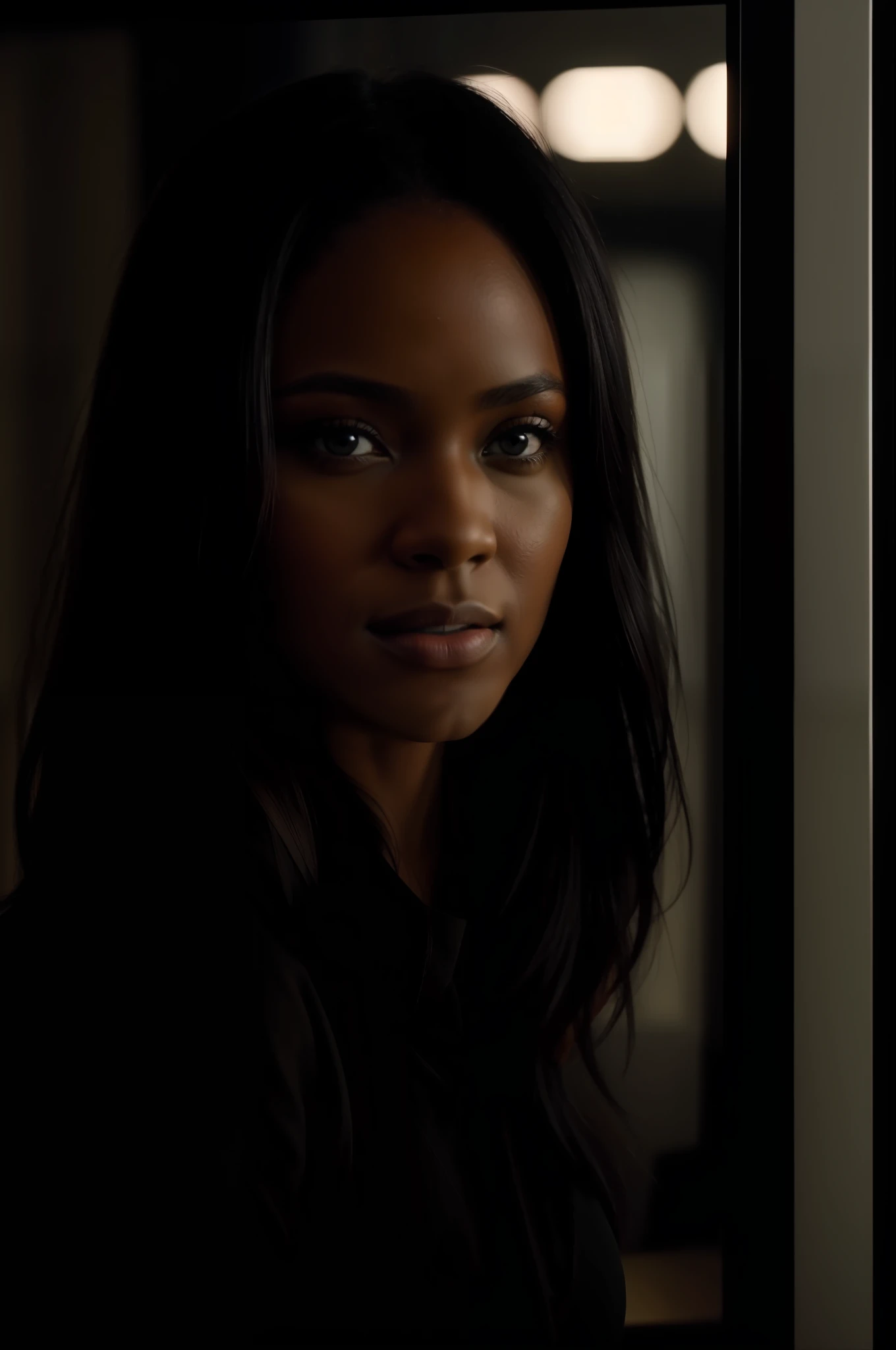 A black beautiful woman at the movies
RESPONSE VISUAL STYLE: Cinematic, GENRE: Comedy, SUBJECT(S): Woman, TIME PERIOD: Present, COLOR: Red, ASPECT RATIO: 2.35:1, FORMAT: Digital, FRAME SIZE: 4K, LENS SIZE: 85mm, COMPOSITION: Close-up, LIGHTING: Low-key, LIGHTING TYPE: Artificial, TIME OF DAY: Night, ENVIRONMENT: Interior, LOCATION TYPE: Cinema, SET: Detailed, CAMERA: Blackmagic Pocket Cinema Camera 6K Pro, LENS: Canon EF 85mm f/1.4L IS USM Lens, FILM STOCK / RESOLUTION: High Resolution, TAGS: Woman, Cinema, Comedy