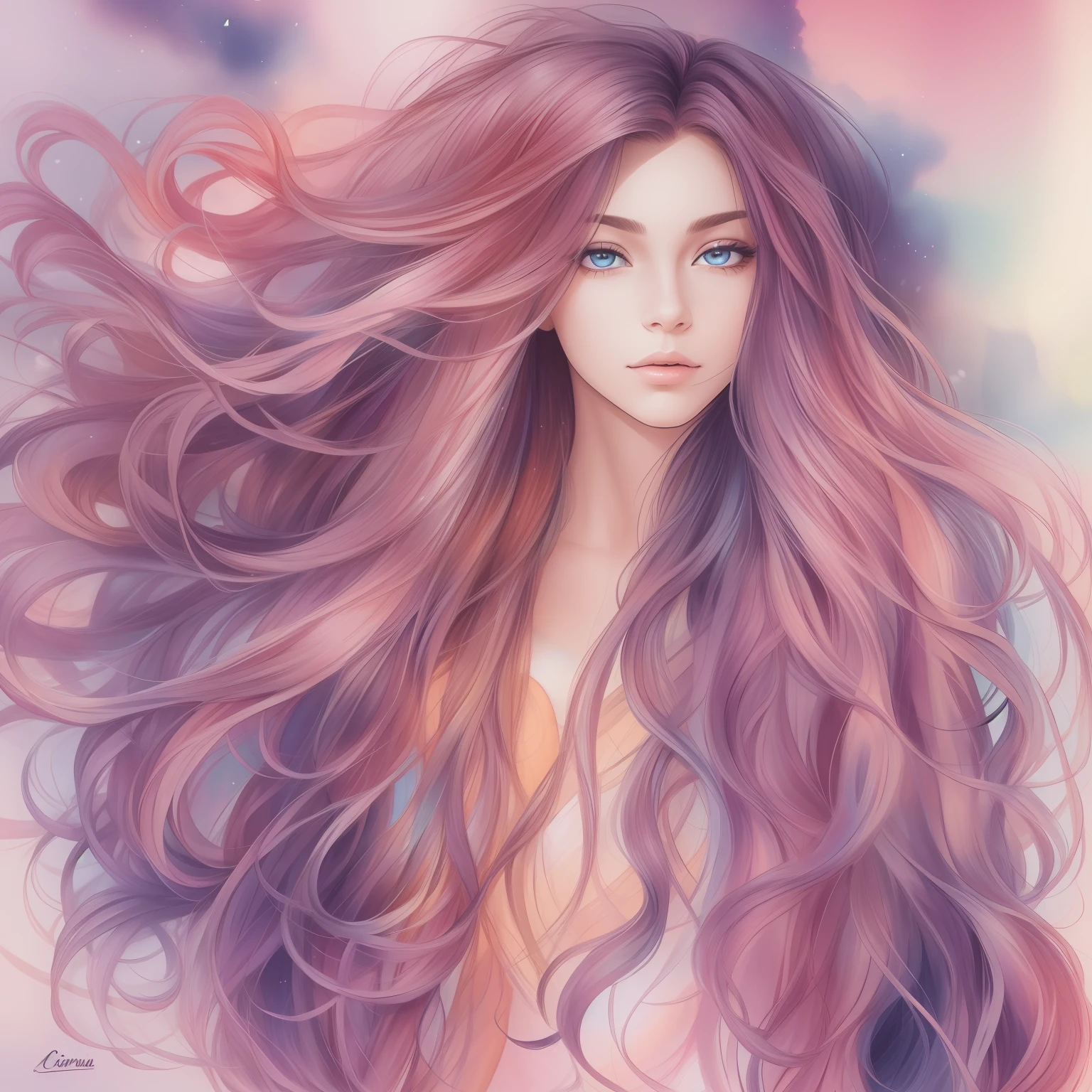 pintura em aquarela de uma mulher sentada na grama com cabelos longos, menina de cabelo comprido, longos cabelos escuros, cabelos longos, menina com cabelo longo, cabelos longos e longos, sentado perto de um rio, atraente cabelo longo, com cabelos longos, long flowing hair, cabelos longos centrados, cabelos longos flutuantes, longos cabelos escuros, cintura cabelo comprido, cabelos longos, Magical long hair