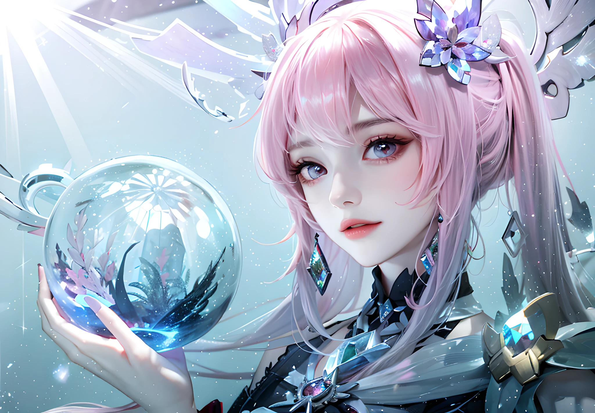 1girll,hold a crystal ball in the hand