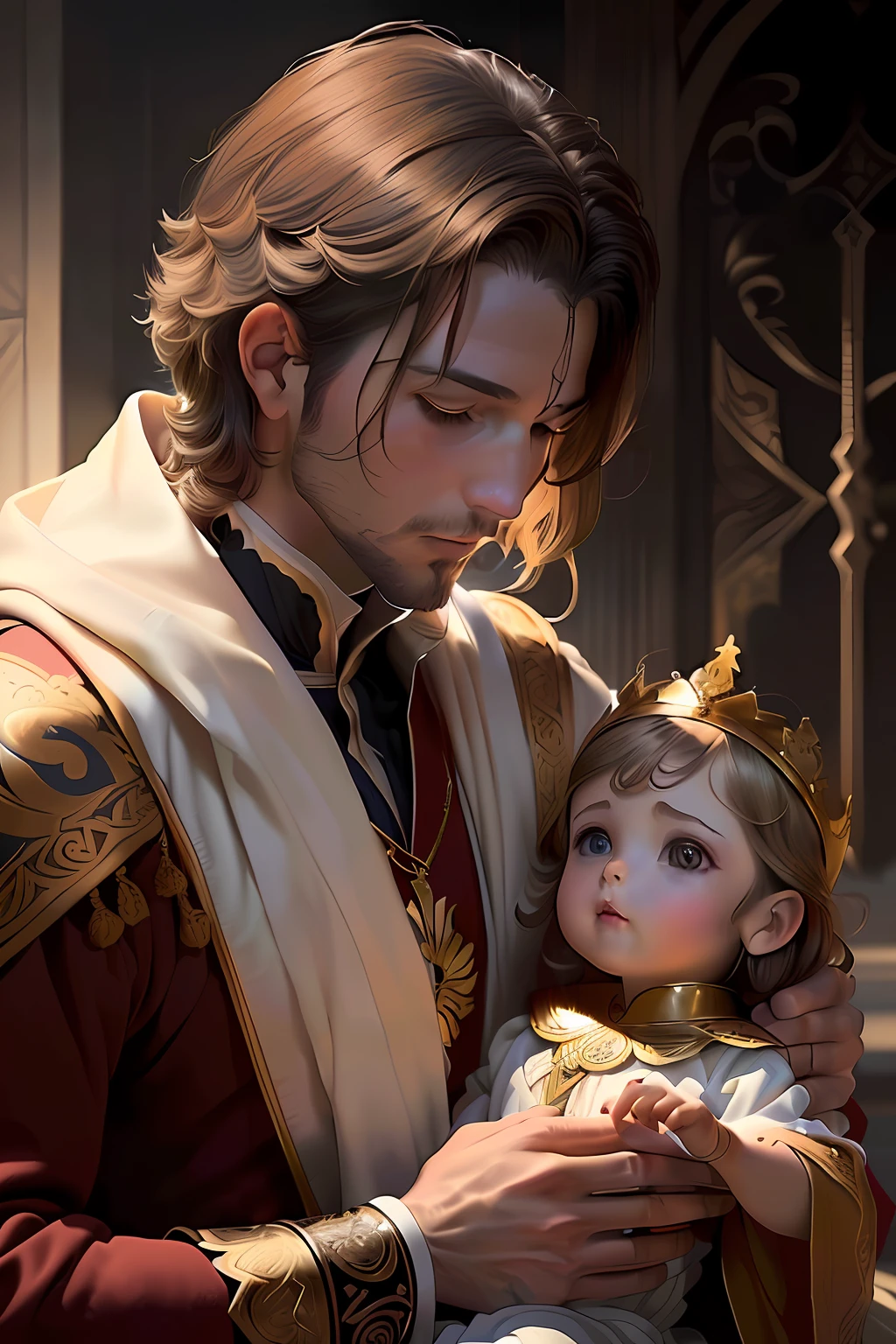 Arafeld man in robes holding dolls and dolls, Guviz-style artwork, WLOP and Sakimichan, graphic artist magali villeneuve, marc simonetti and sakimicha, tuomas korpi and wlop, magali villeneuve', wlop and ross thran, wlop and andrei riabovitchev