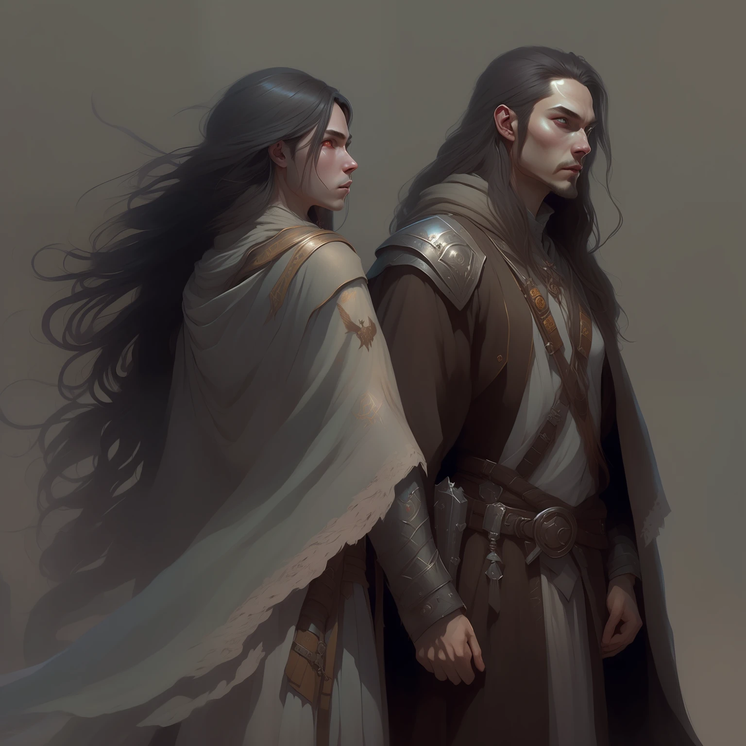 Standing next to them are two men with long hair, wlop and andrei riabovitchev, tuomas korpi and wlop, Darius Zawadzki and Tom Bagshaw, Donato Giancola and Tom Bagshaw, James Gurney and Andreas Rocha, rob rey and kentarõ miura, andreas rocha and john howe