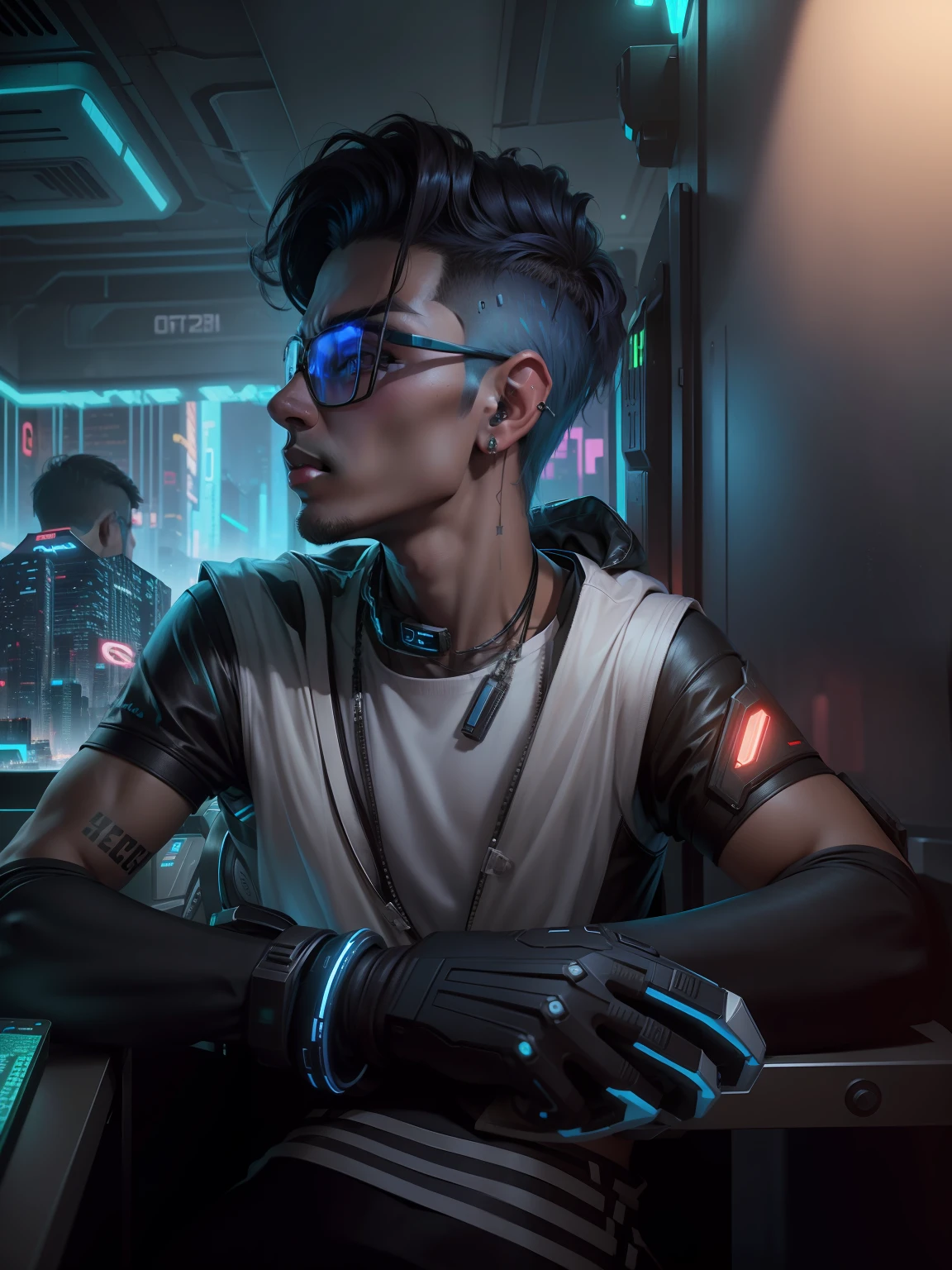 Change beckground cyberpunk handsome boy realistic fece 8k ultra