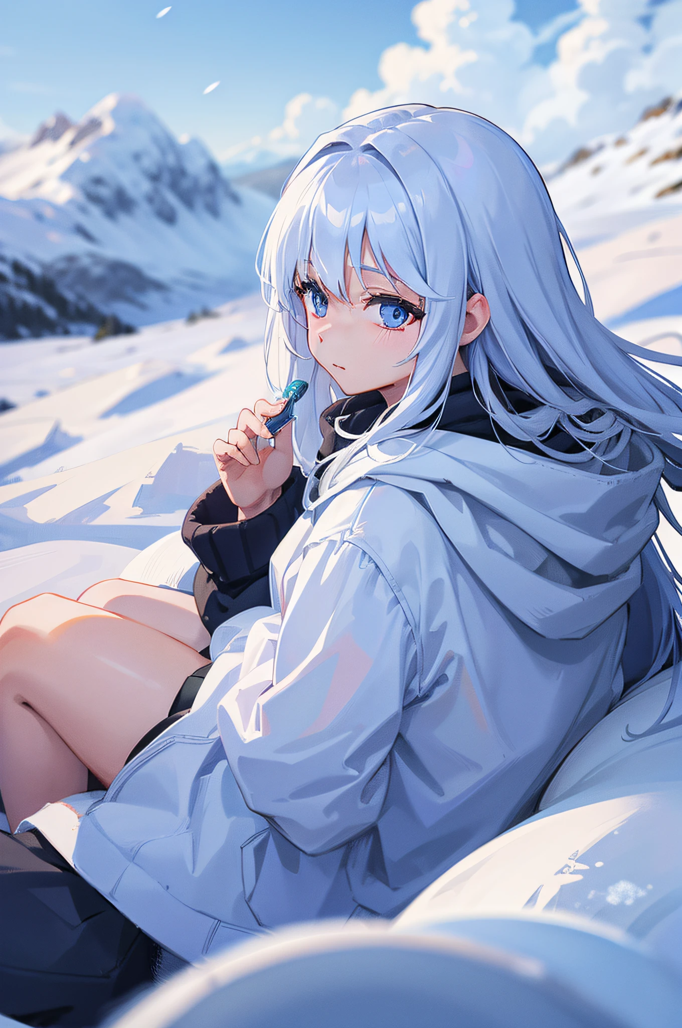 Snowy mountains in a blizzard、no person、Background with、icy