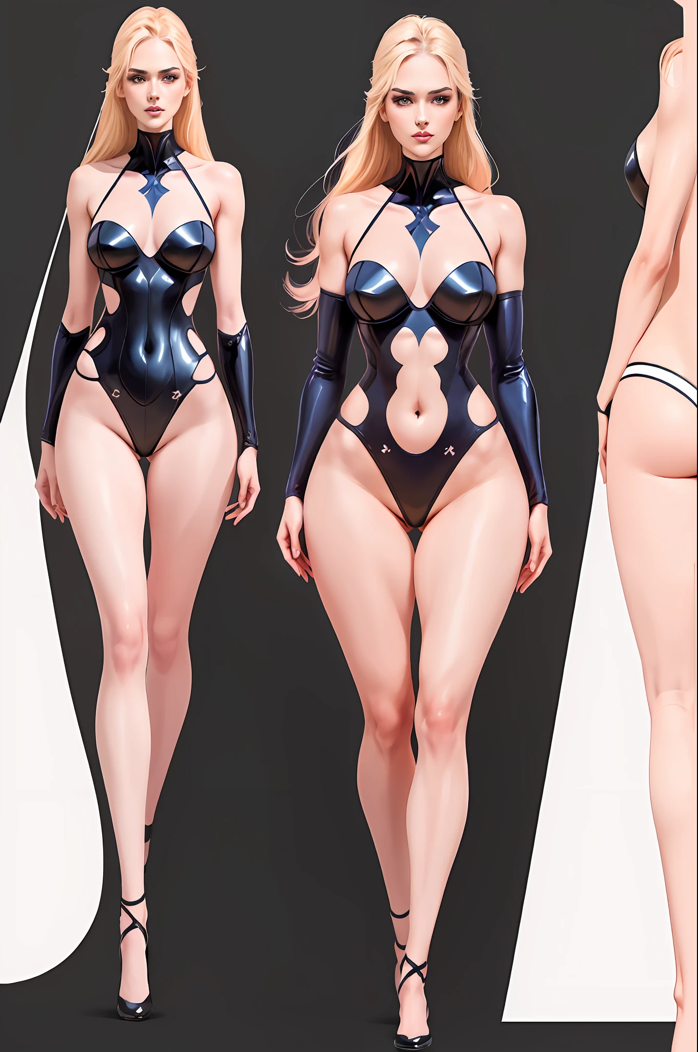 Illustration art,Whole body movement,Sexy woman in sexy clothes,Soprano Woman,Very cool facial expression,the sideview,facing away from the audience,Gorgeous background,Great erotic art,painting art,Sexy art,Detailed body part details,long leges,Inspired by J.c.Ryan Decker,Epic European and American illustrations,Tall,The whole body is evenly sexy