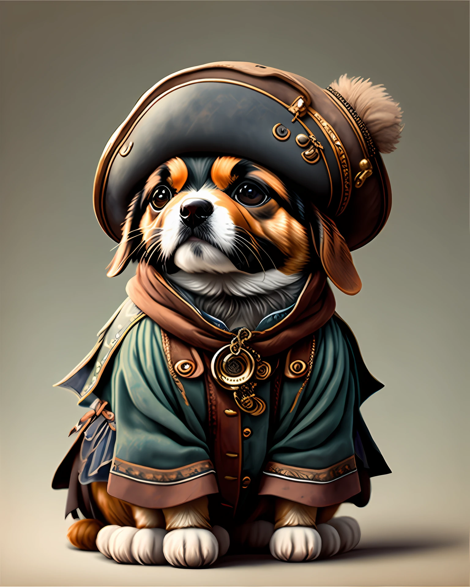 Johnny Depp as a dog、Pirate character design、Pixar Jean=By Baptiste Monge、The tattoo、ultra-detailliert、Photorealsitic、3d rendered、cool、amusing、ArtStation Trends、foco nítido、studio photo、intricate detailes、ighly detailed、perfect-composition、Trending in ArtStation、Beautifully detailed, complex and highly detailed octane rendering、8k artistic photos、Photorealistic concept art、Soft, natural volumetric cinematic perfect light、shading、Award-winning photos、masterpiece、oil on canevas、raphaël、Caravaggio、Greg Rutkovsky、beeple、 beksinski、giger、awardwinning、A hyper-realistic、octan render