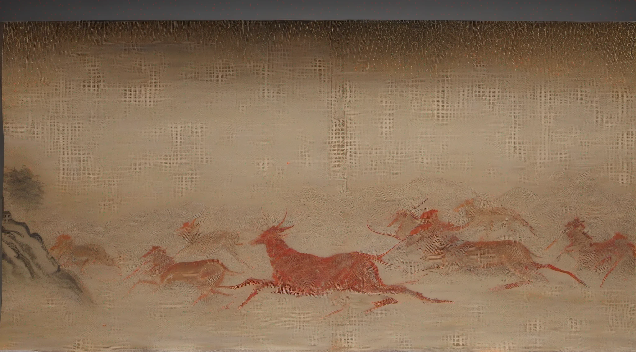 JOUMONJIDAI、NIHON、Sumi-e、Animal blood、Dynamic、Painting with a rough touch in stoneware、masterpiece、Cave painting、realisitic