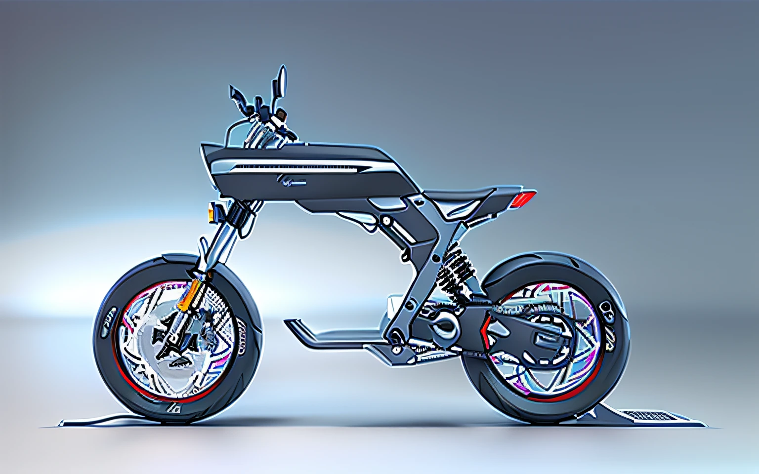 Close-up of a motorcycle，cycle render, industrial design concept, conceito, concept ar, cycles 3 d render, concept design, Futuristic motorcycle,Positive side，locomotive