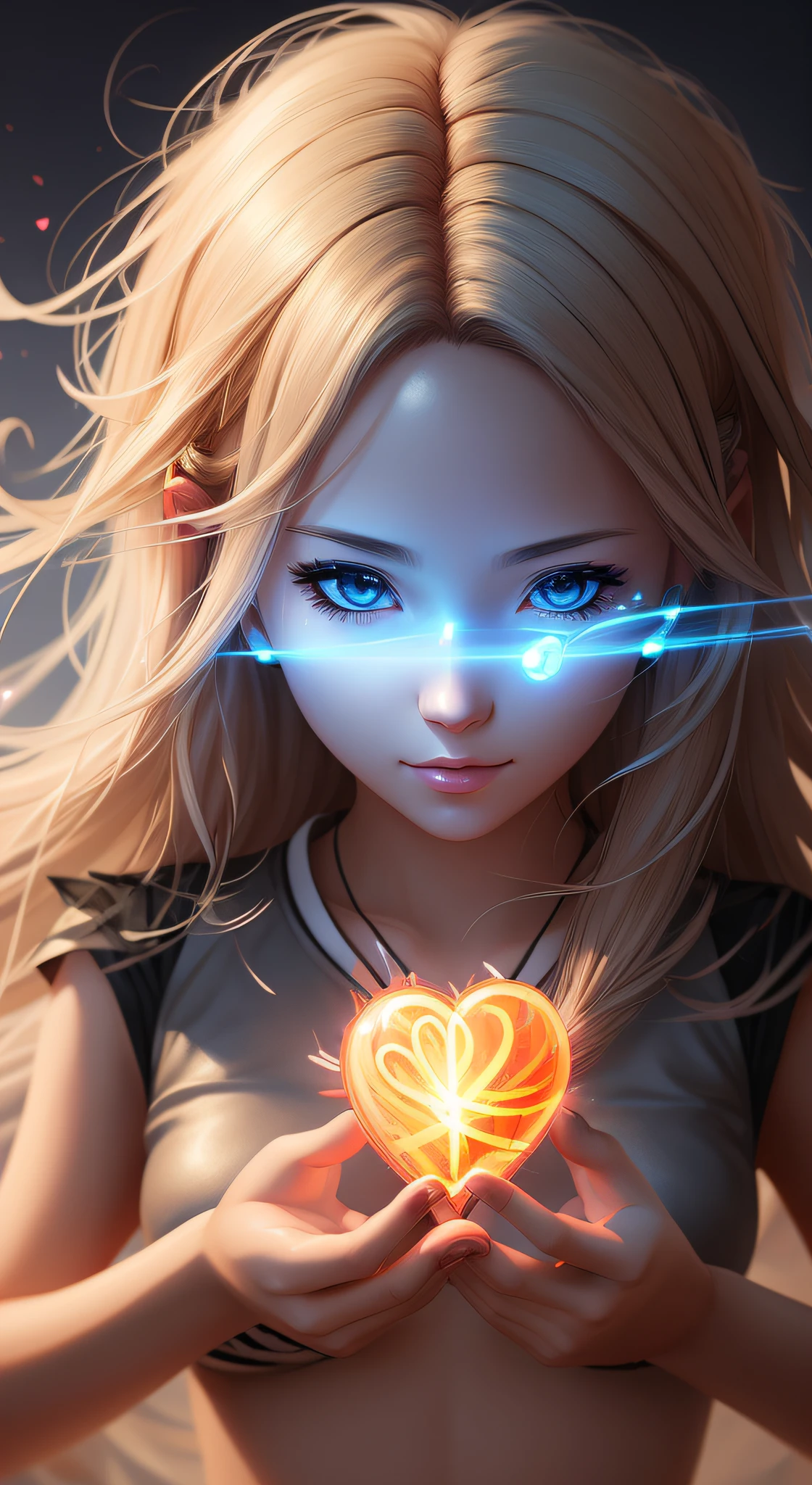 Blonde woman holding a glowing heart with a glowing brain in her hands, Cyril Rolando e Goro Fujita, ciborgue bonito, arte de anime digital detalhada, Wojtek FUS, arte conceitual emocional, Artgerm. anime illustration, retrato bonito sci - fi girl, Estilo anime 3D realista, advanced anime digital art, meninapunk sonhadora, Arte digital alucinante