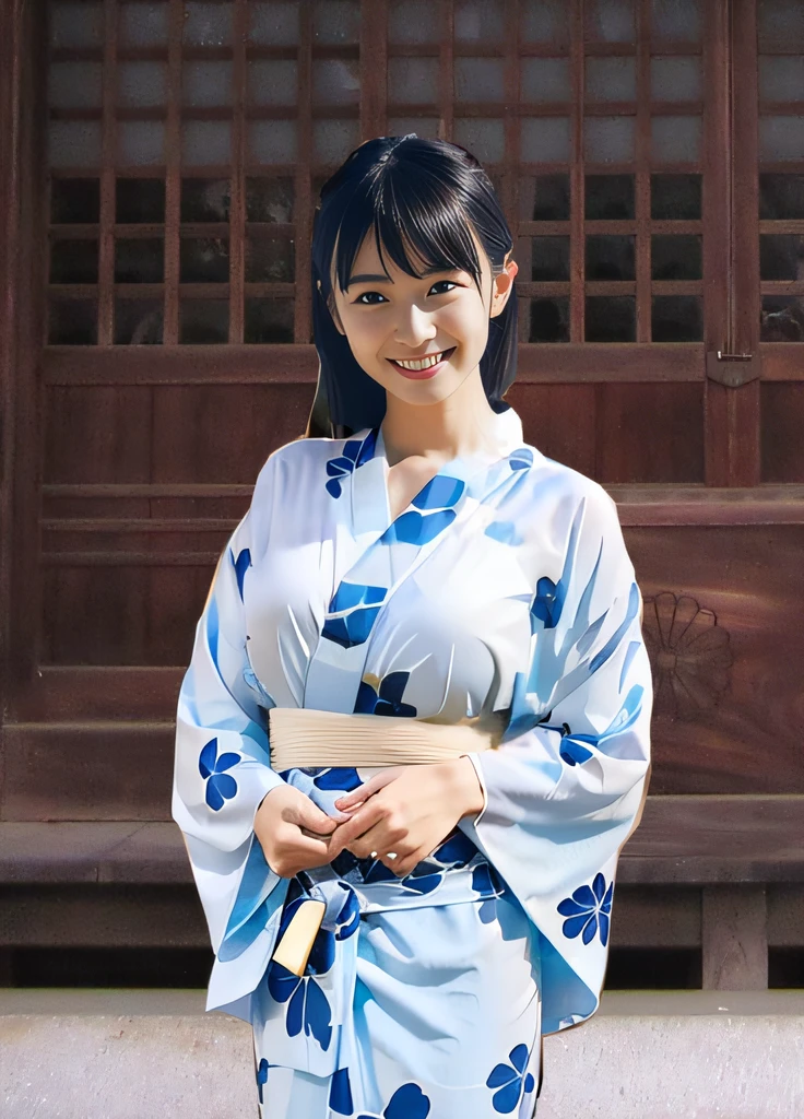 lifted yukata by huge round breasts