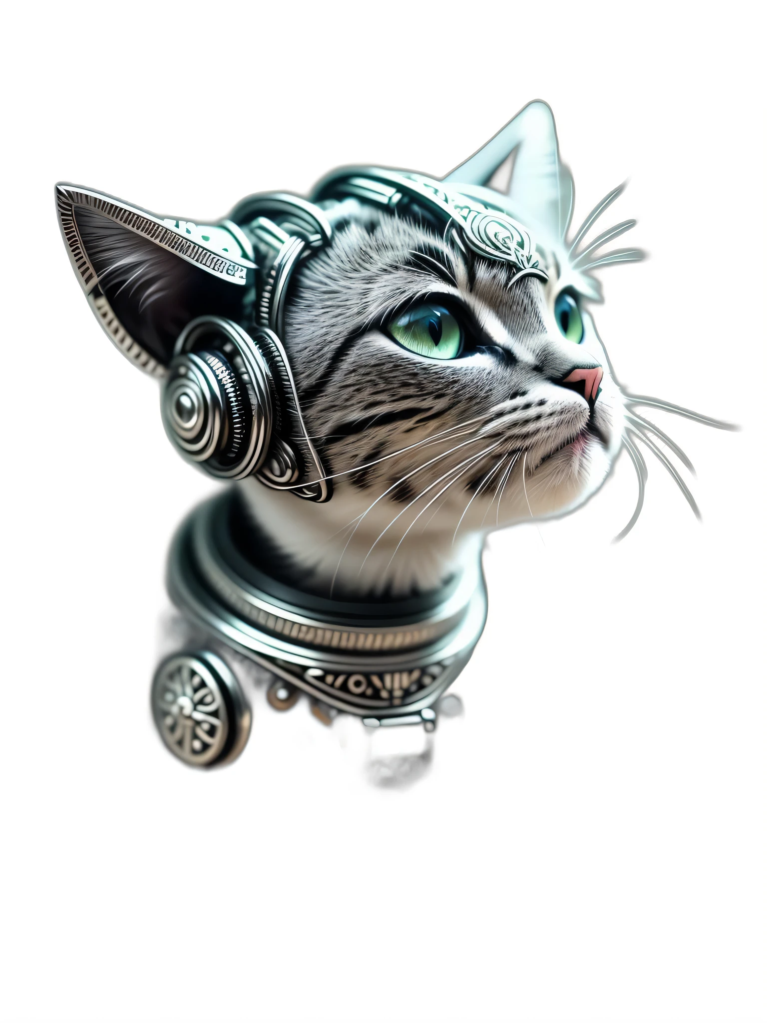 a cute kitten made out of metal, (cyborg:1.1), ([tail | detailed wire]:1.3), (intricate details), hdr, (intricate details, hyperdetailed:1.2), cinematic shot, vignette, centered