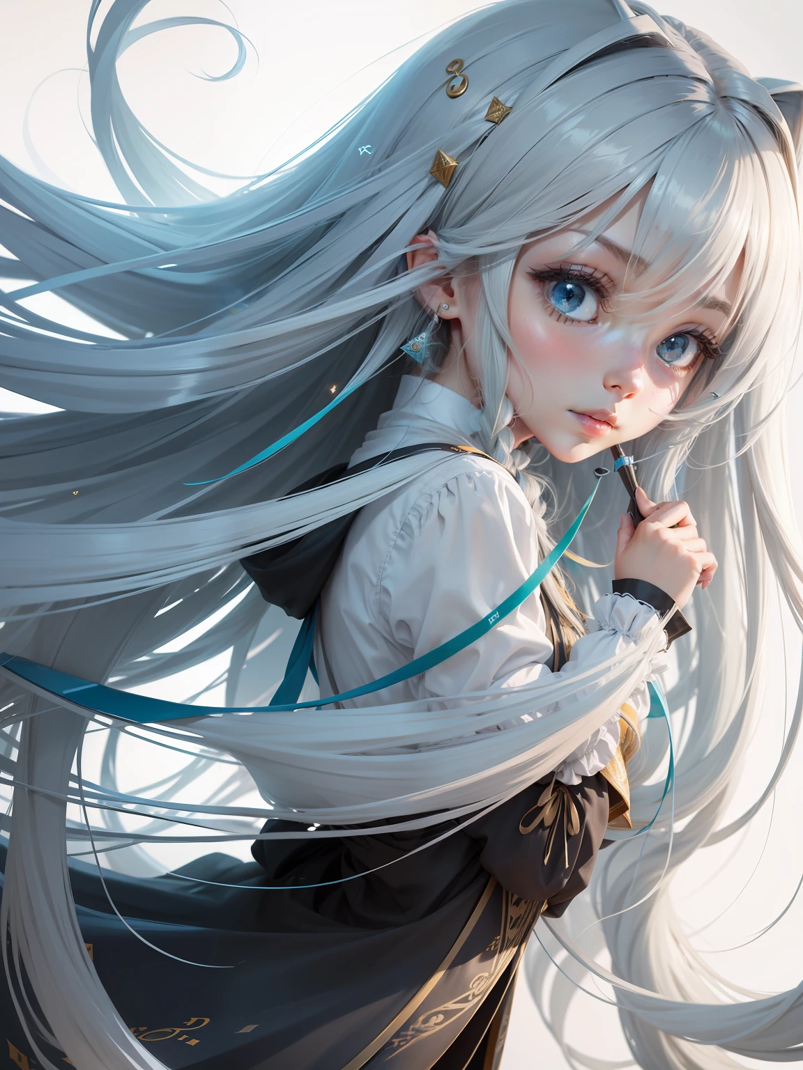 quadratic element，Kizi，long whitr hair