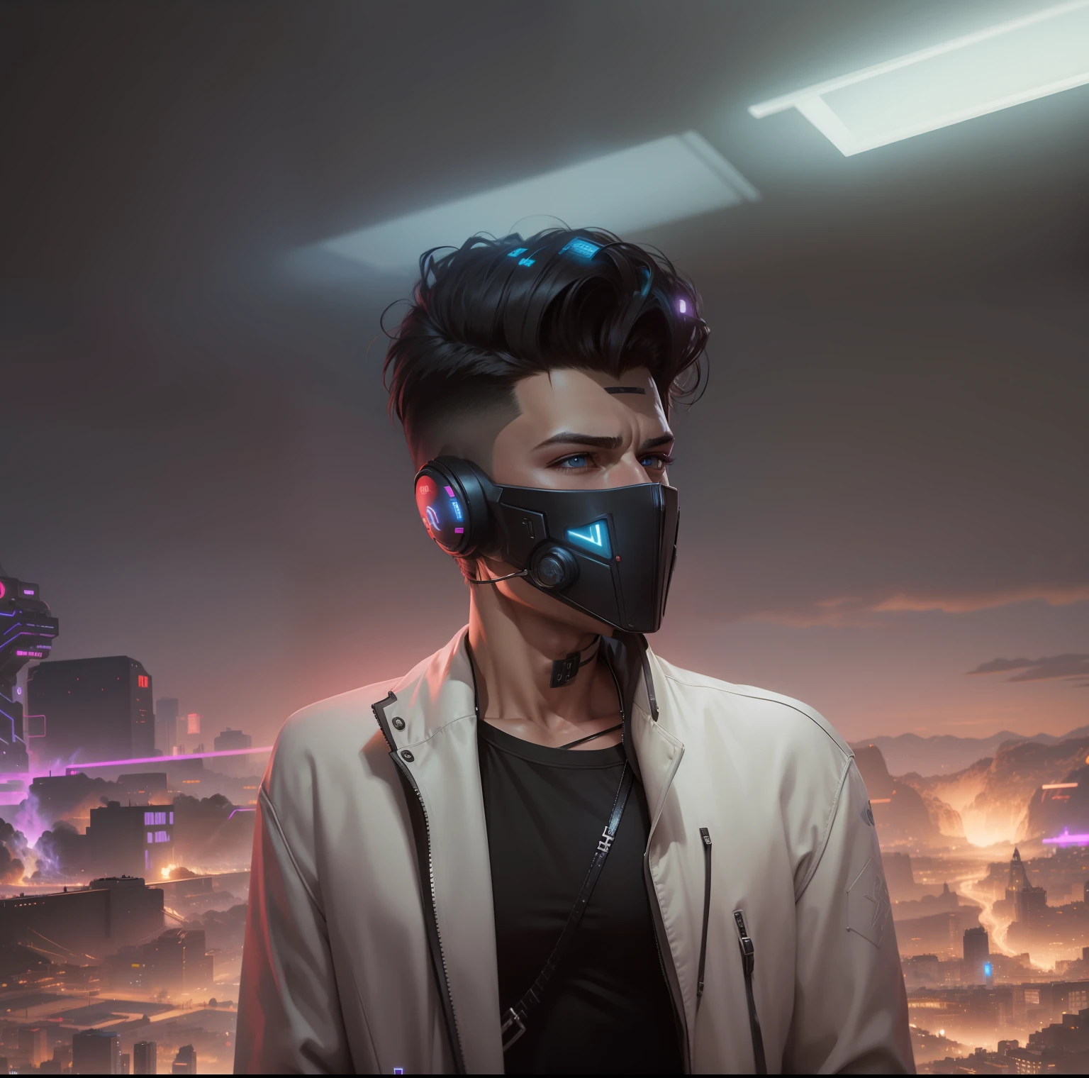 Change beckground cyberpunk handsome boy realistic fece 4k ultra