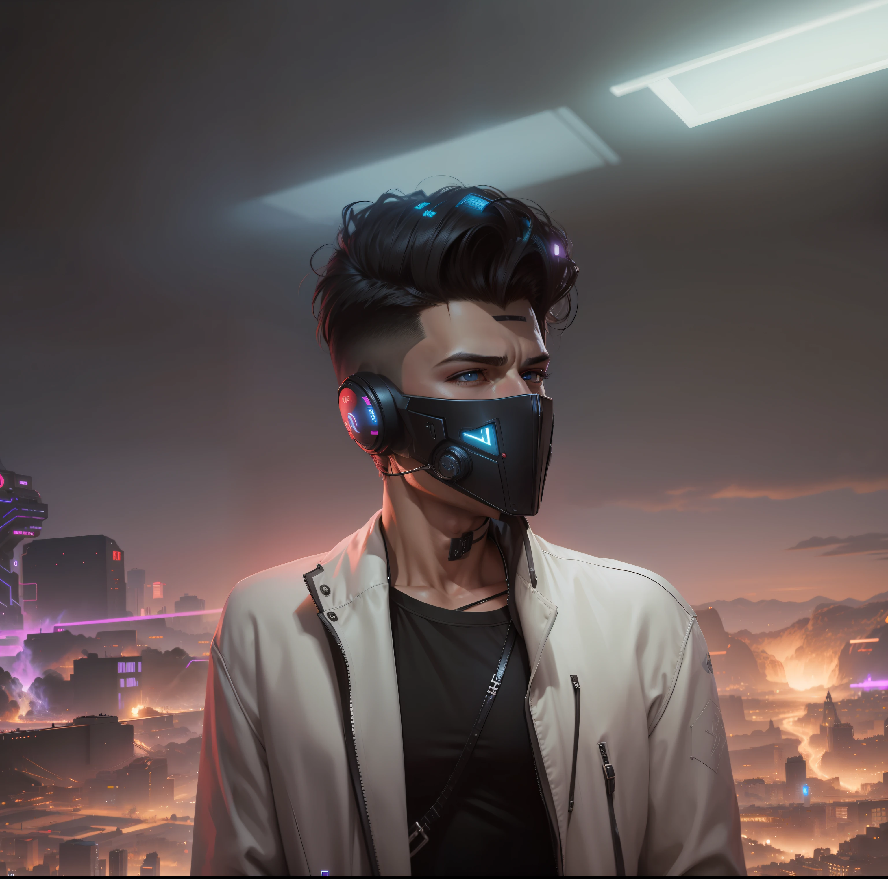 Change beckground cyberpunk handsome boy realistic fece 4k ultra