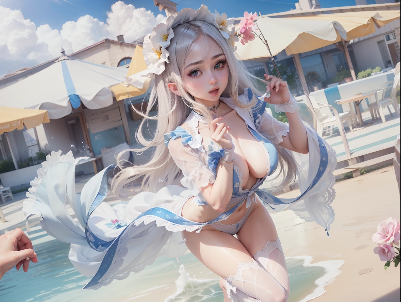 Clean hands、Pretty eyes、transparent breast patch、full body Esbian、attractive bodies、no clothe、(8K、top-quality、masterpiece:1.2)、(realisitic、Photorealsitic:1.37)、ultra-detailliert、masutepiece、masutepiece