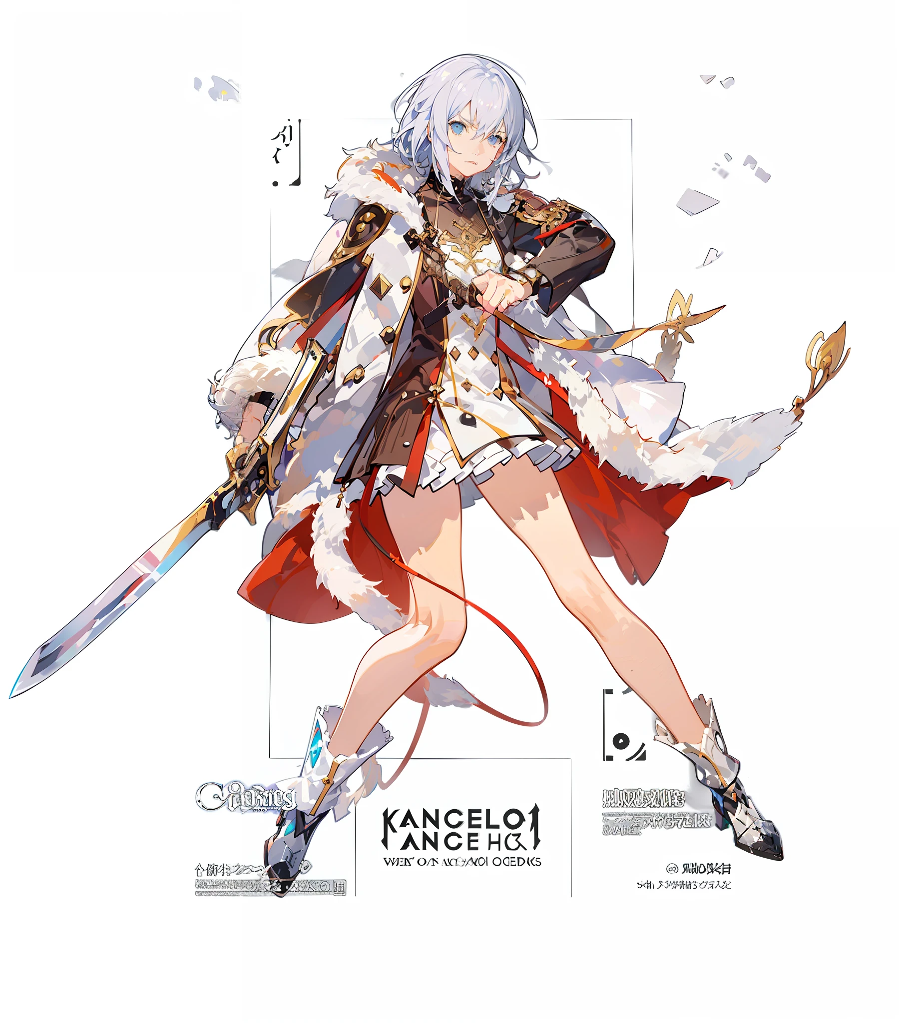 anime character with sword and armor standing in front of white background, Kushatt Krenz Key Art Women, trending on artstation pixiv, jc leyendecker and sachin teng, spears, From Arknights, official character art, wlop and krenz cushart, Guweiz in Pixiv ArtStation, Official artwork, author:akihiko yoshida