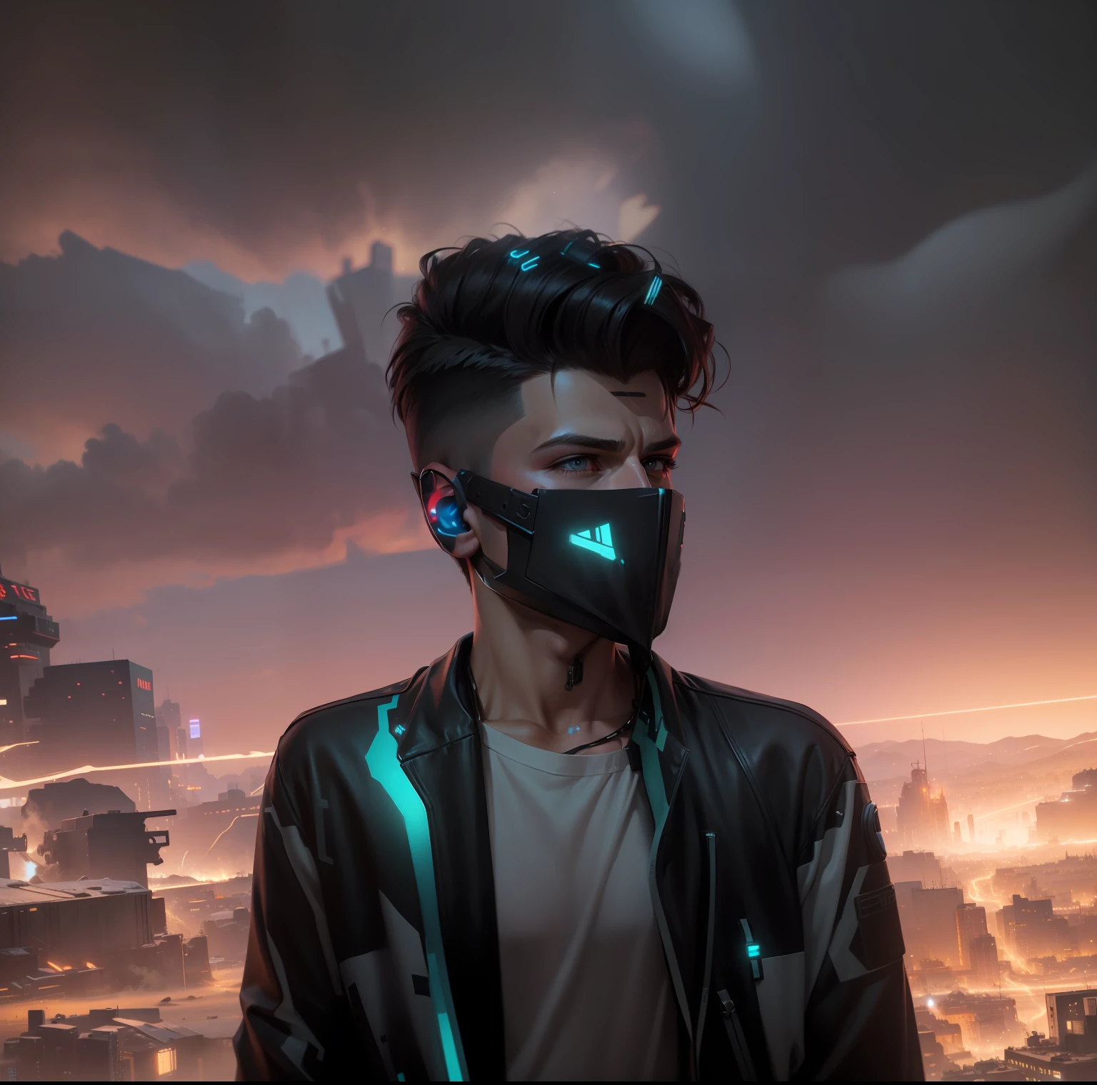 Change beckground cyberpunk handsome boy realistic fece 4k ultra