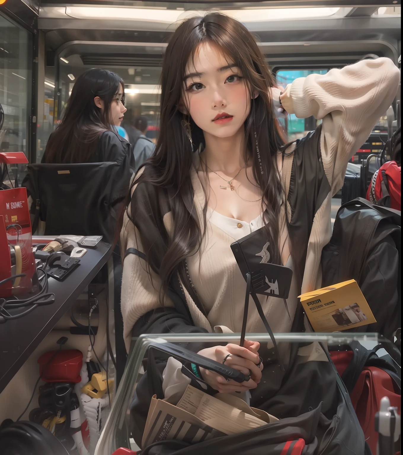 A woman with long hair