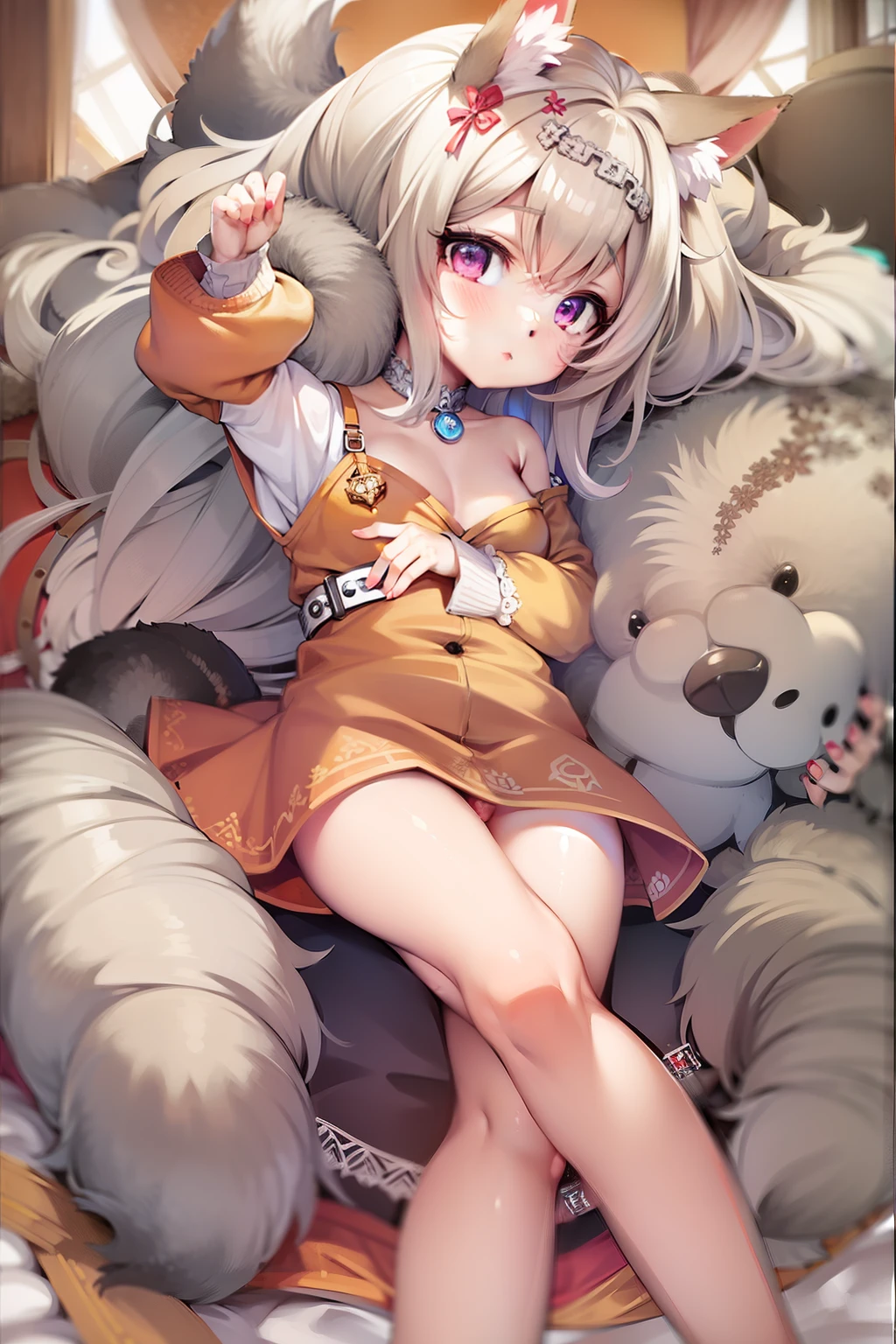 in anime with dog ears,nsfw,small curvy loli,barechd,emphasis on the genitals,ssex