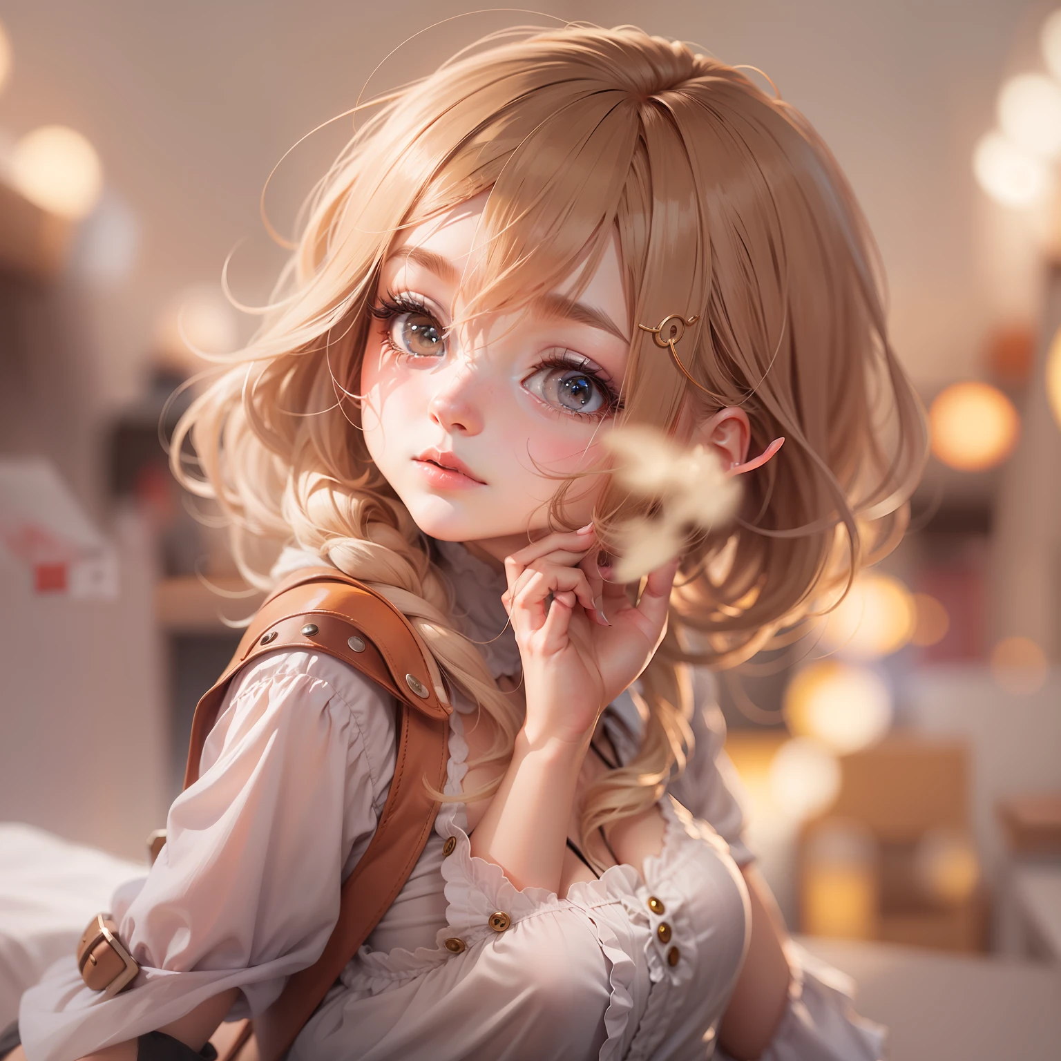 (Three,sided,view)simplebackground,A cute girl,