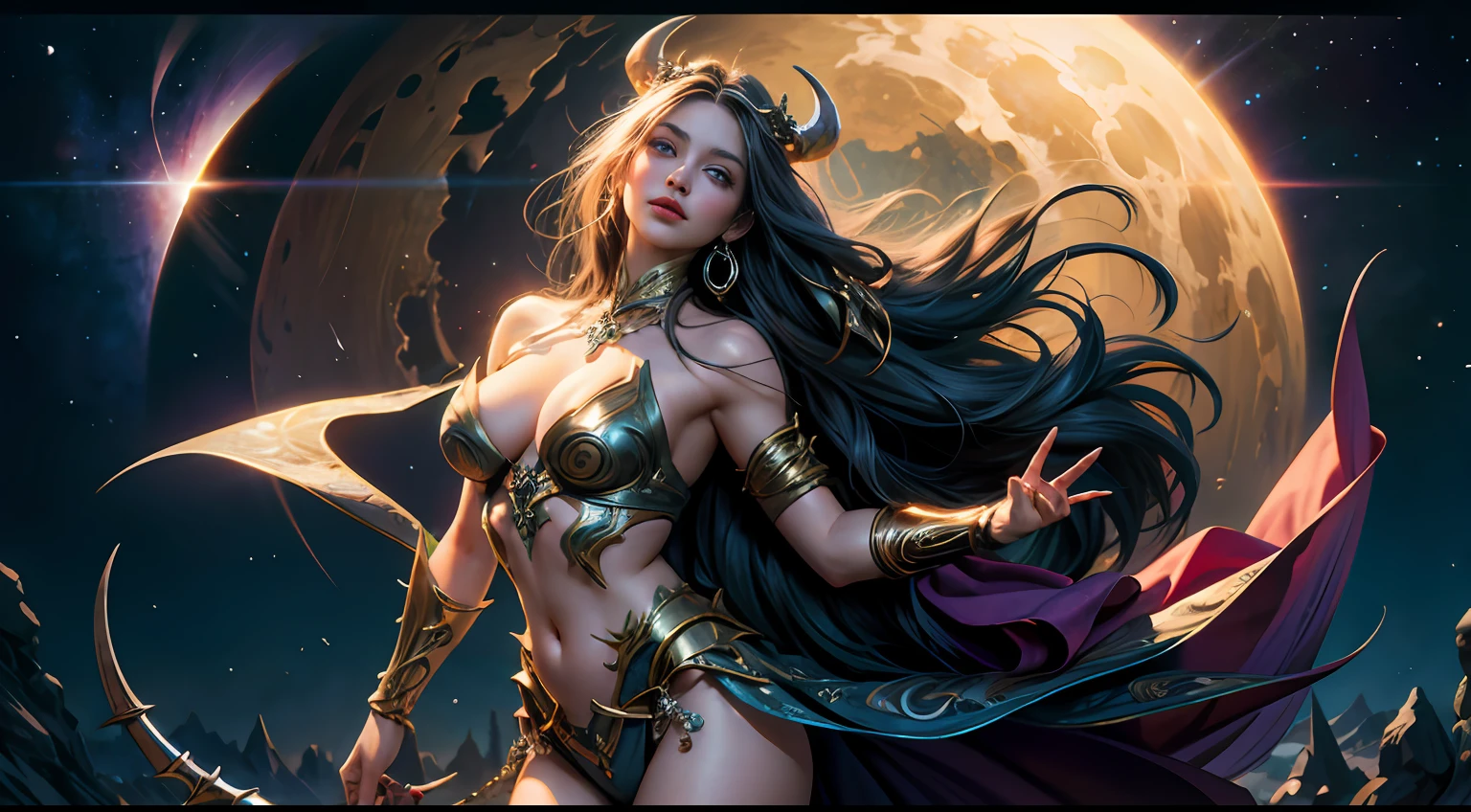 offcial art,8k unit wallpapers,ultra - detailed,Beautiful and beautiful,high high quality,big breasts beautiful,tmasterpiece,world of warcraft,Illidan,best qualtiy(Zandra,datura,Tangled,Tangled:0.6),A young goddess in her 20s,sliver long hair,Goddess of the sun,