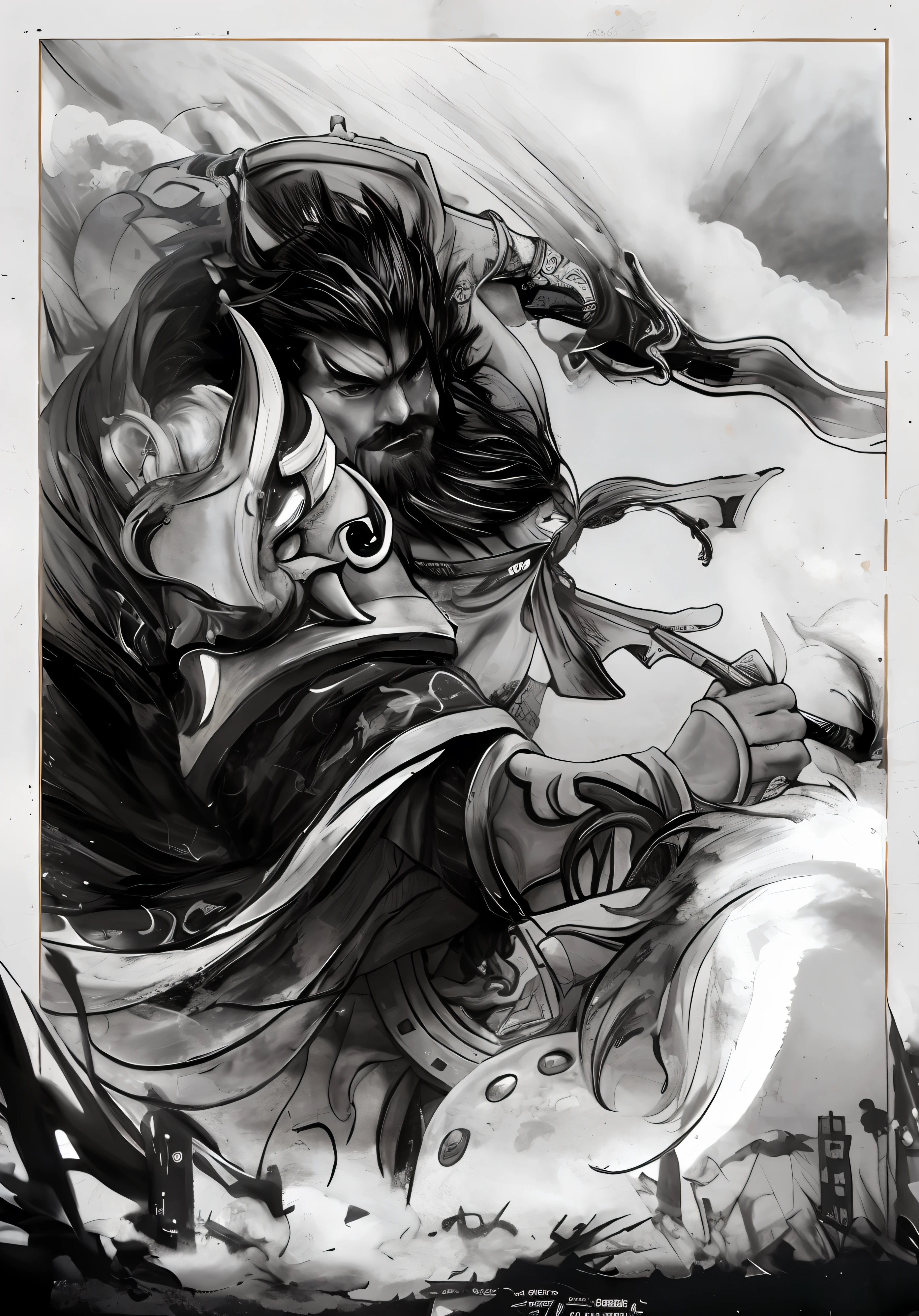 surrounded by cloud，Ink effect
