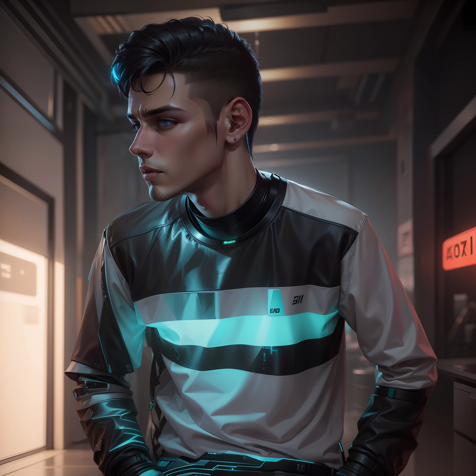 Change beckground cyberpunk handsome boy realistic fece 8k ultra realistic