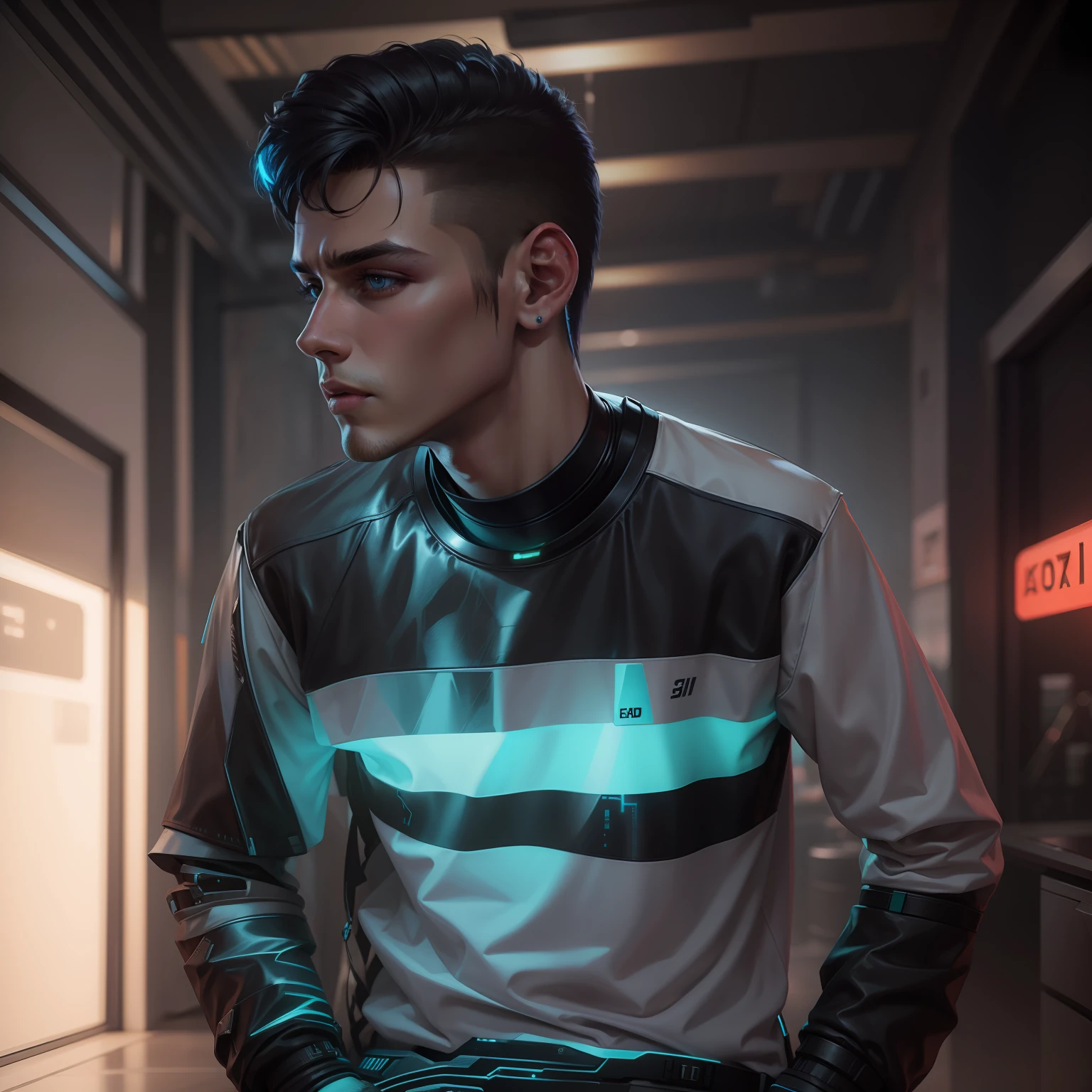 Change beckground cyberpunk handsome boy realistic fece 8k ultra realistic