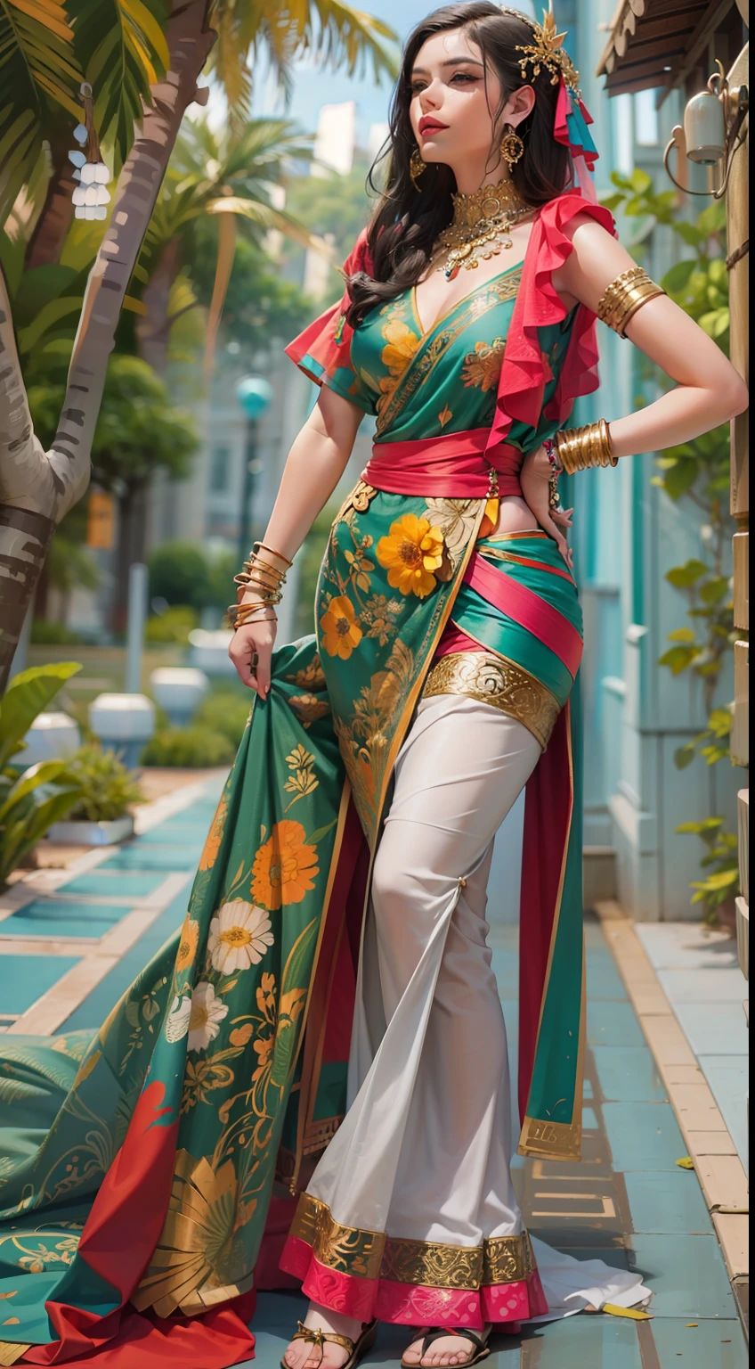 Beautiful woman in intricate Exotic and Colorful Outfit