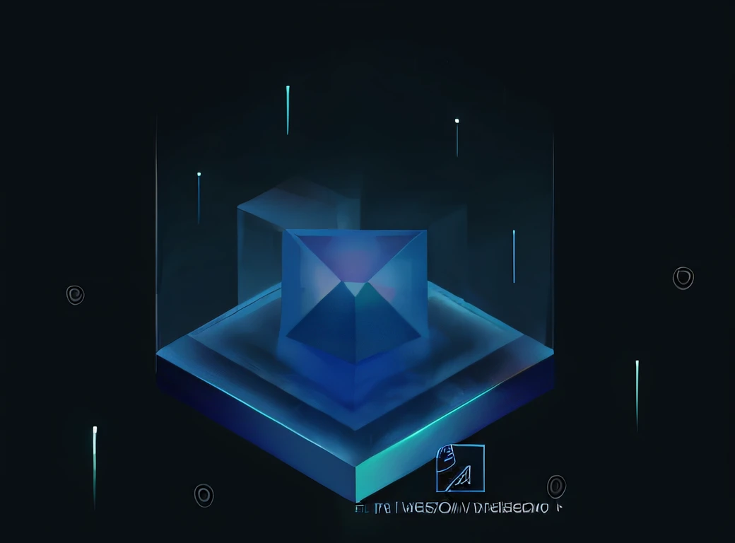 Close-up of a blue box with lights, the tesseract, the tesseract, 3d matte illustration, Package cover, 2d matte illustration, Concept illustration, 2D illustration, 2 d illustration, 2 d low polygon art, Detailed 2D illustration, email, matte digital illustration, Isometric style, 3 d illutration