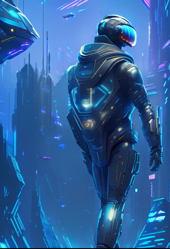 Futuristic men in hoodies are flying over a futuristic city, Virtual reality, digital reality, virtual reality metaverse engine, virtual reality game, Enhance vision, virtual self, Metaverse, metaverse concept art, deeper into the metaverse we go, hyper realisitc, Cyberspace, Wearing VR, digital concept art illustration, cyberfunk, cyber space, neosvr!!!