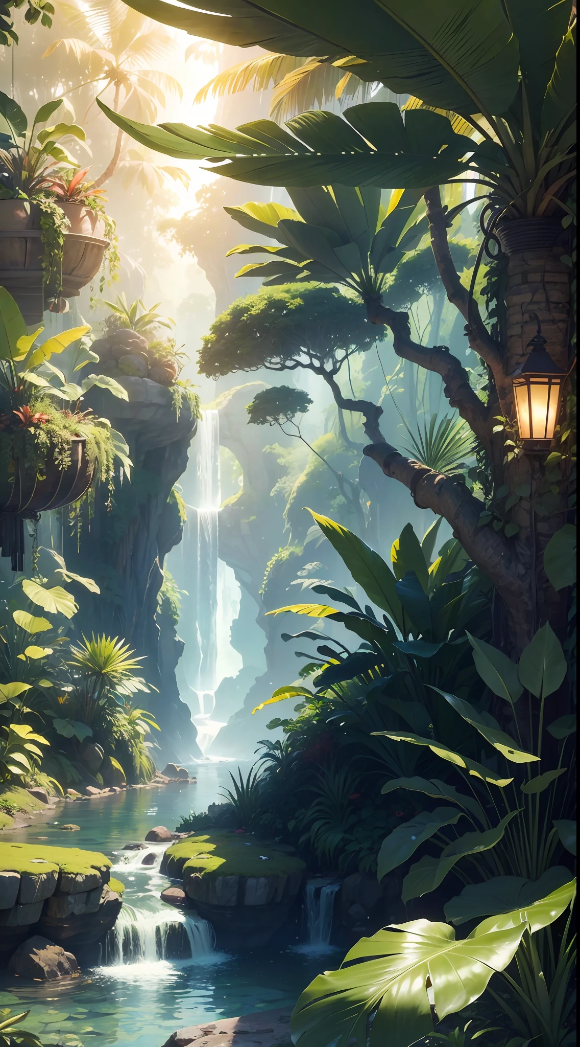 "(ultra-detailed CG unity 8k wallpaper, masterpiece, best quality, depth of field, HDR, intricate), A lush and vibrant jungle with diverse plant life, towering trees, and exotic creatures. Immerse yourself in the rich colors and textures of this tropical paradise. Feel the warmth of the sun filtering through the dense foliage. Capture the sense of adventure and mystery that awaits amidst the wild sounds of chirping birds and rustling leaves. Let your imagination run wild in this captivating jungle setting."