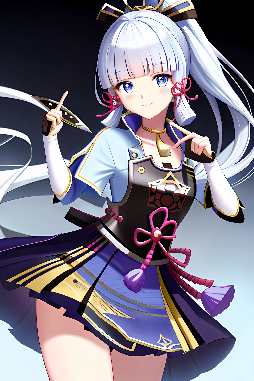 tmasterpiece, High Picture Quality, best qualtiy, Beautiful kamisato_Ayaka solo, ssmile, komono