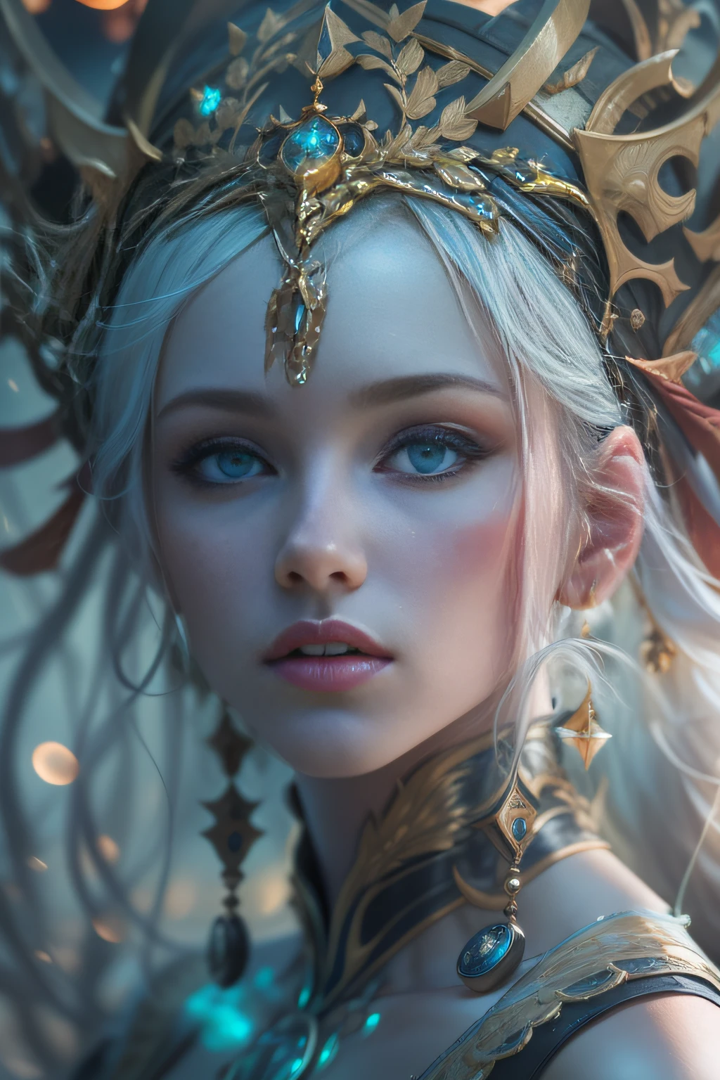 Absolutely stunning photos of a masterpiece of a gothic princess in a modern premium nightclub, Top quality, Best quality, offcial art, Beautiful and aesthetic:1.2 , 16K resolution, Amazingly detailed, Photorealistic, Enchanting art, ((Gravitational lensing)) ((Richness of knowledge)) ((Brain muscles)), ((Age of Aquarius)) Complex matrix free background, Close-up, ultra - detailed, trending on artstationh, Sharp focus, studio photo, Intricate details, Highly detailed, by Greg Rutkowski, Close-up, trending on artstationh, Sharp focus, studio photo, Intricate details, Highly detailed, by Greg Rutkowski, Complex and extremely realistic skin textures, Young Vera, Love magic, Profesional photogarpher, Crossing a deformed ocean,I will lie here with you,Stay in paradise. Caucasians, She is from Northern Europe, white pale skin, Blue eyes, She wears intricate mechanical artifacts.