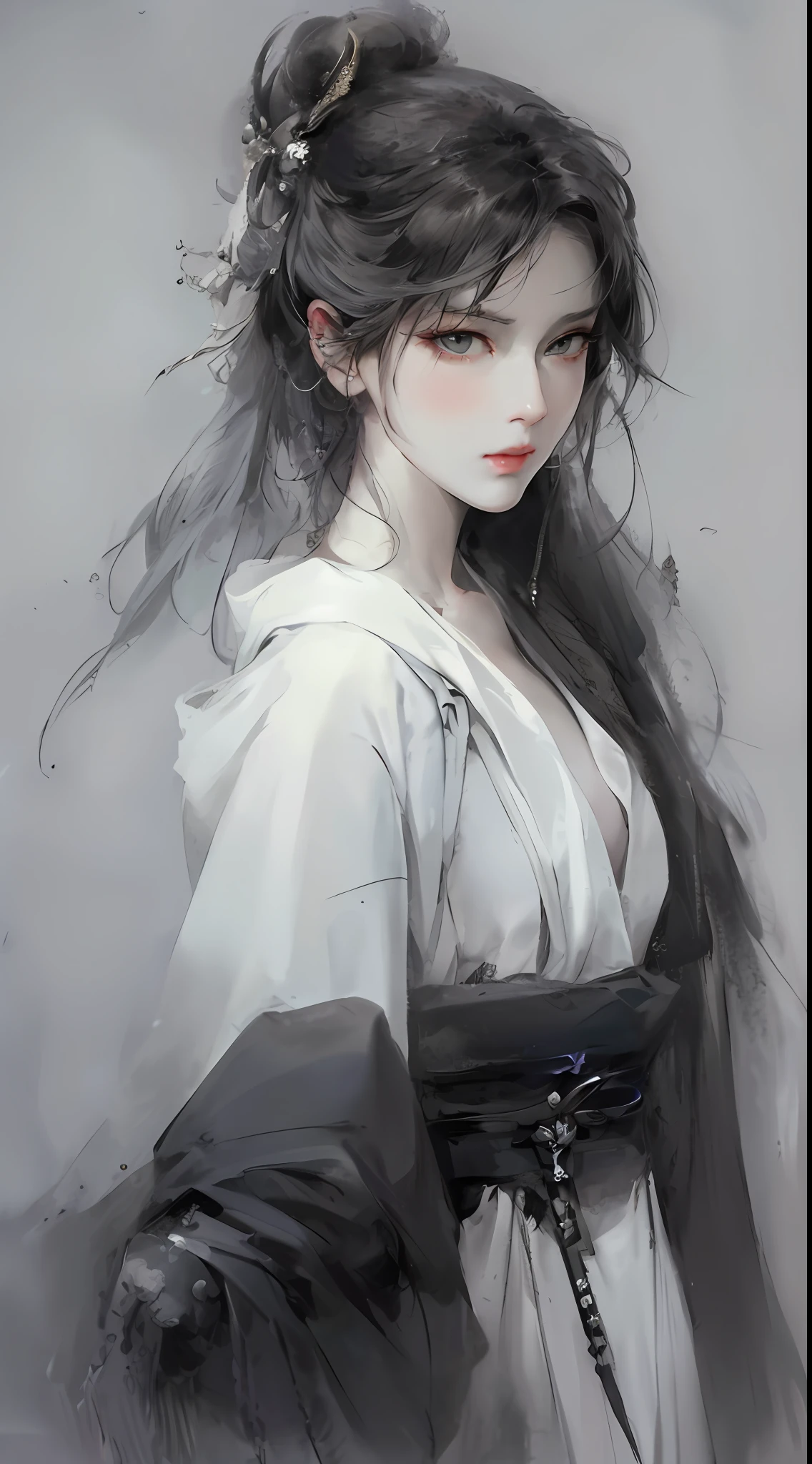 a close up of a woman with white hair and a white mask, beautiful character painting, guweiz, artwork in the style of guweiz, white haired deity, by Yang J, epic exquisite character art, stunning character art, by Fan Qi, by Wuzhun Shifan, guweiz on pixiv artstation