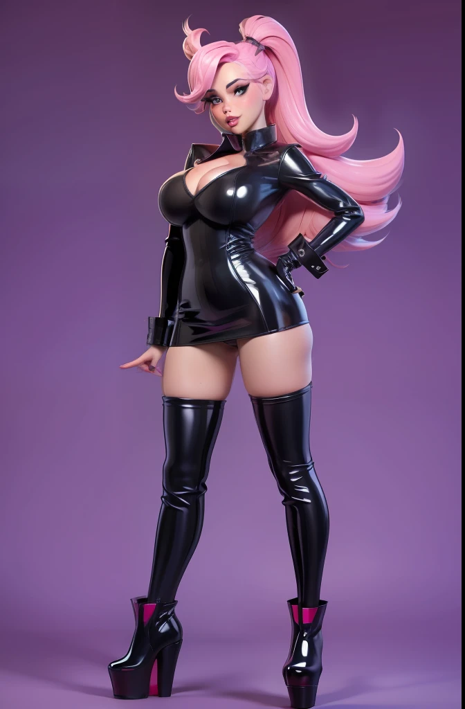 1 bimbo, platform boots, latex, sexy, slutty, perfect fake breasts, fake breasts, beautiful face