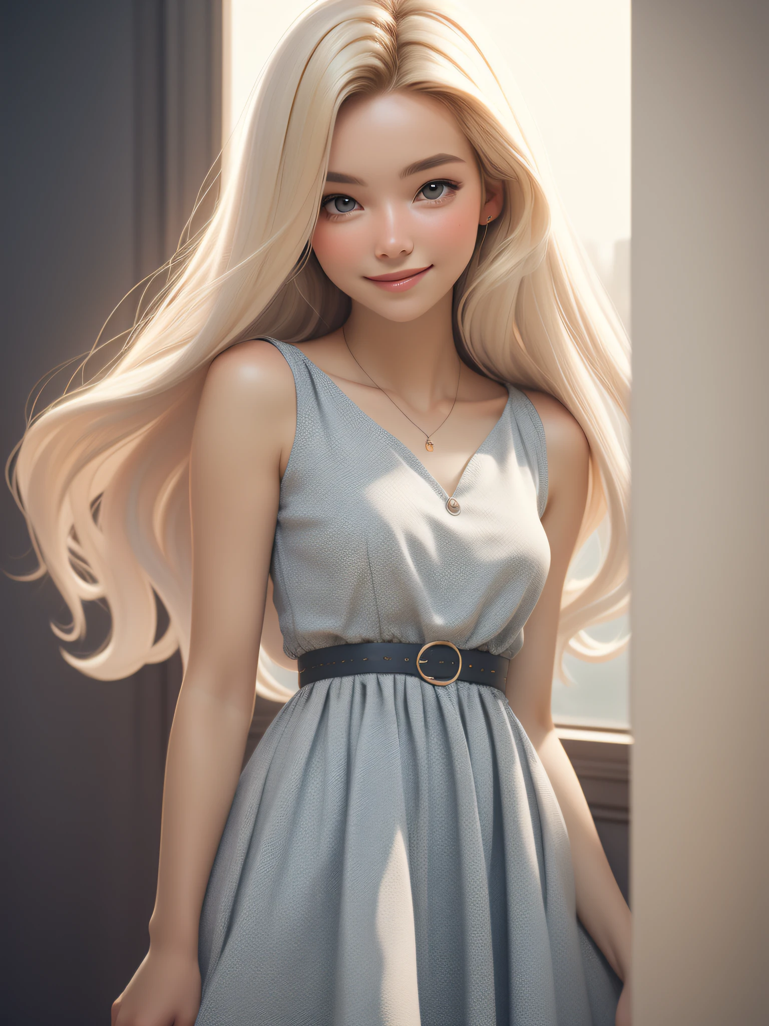 dynamic lighting, photograph of a (beautiful:1.3) (:1.3) (Scandinavian:0.9) (Russian:0.9) woman, sunny field, (cute:1.3), blonde hair, (pale skin:1.1), (soft smiling:1.1), detailed face, detailed gray eyes, detailed skin texture, mini red dress, on park, sun ray, by ilya kuvshinov, alessio albi, nina masic, sharp focus, natural lighting, subsurface scattering, f2, 35mm, film grain, (freckles:0.2), (skin imperfections:1.2), open pores, ornate,Luminism, cinematic lighting, wide shot, retina, textured skin, anatomically correct, best quality, award winning