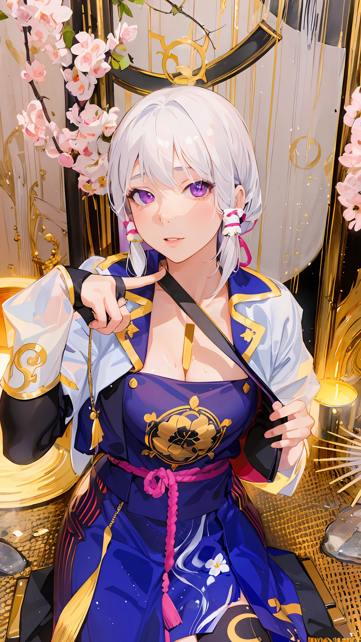 1girl, white hair, purple eyes, portrait, realistic, towel, (onsen), sidelighting, wallpaper, nsfw,