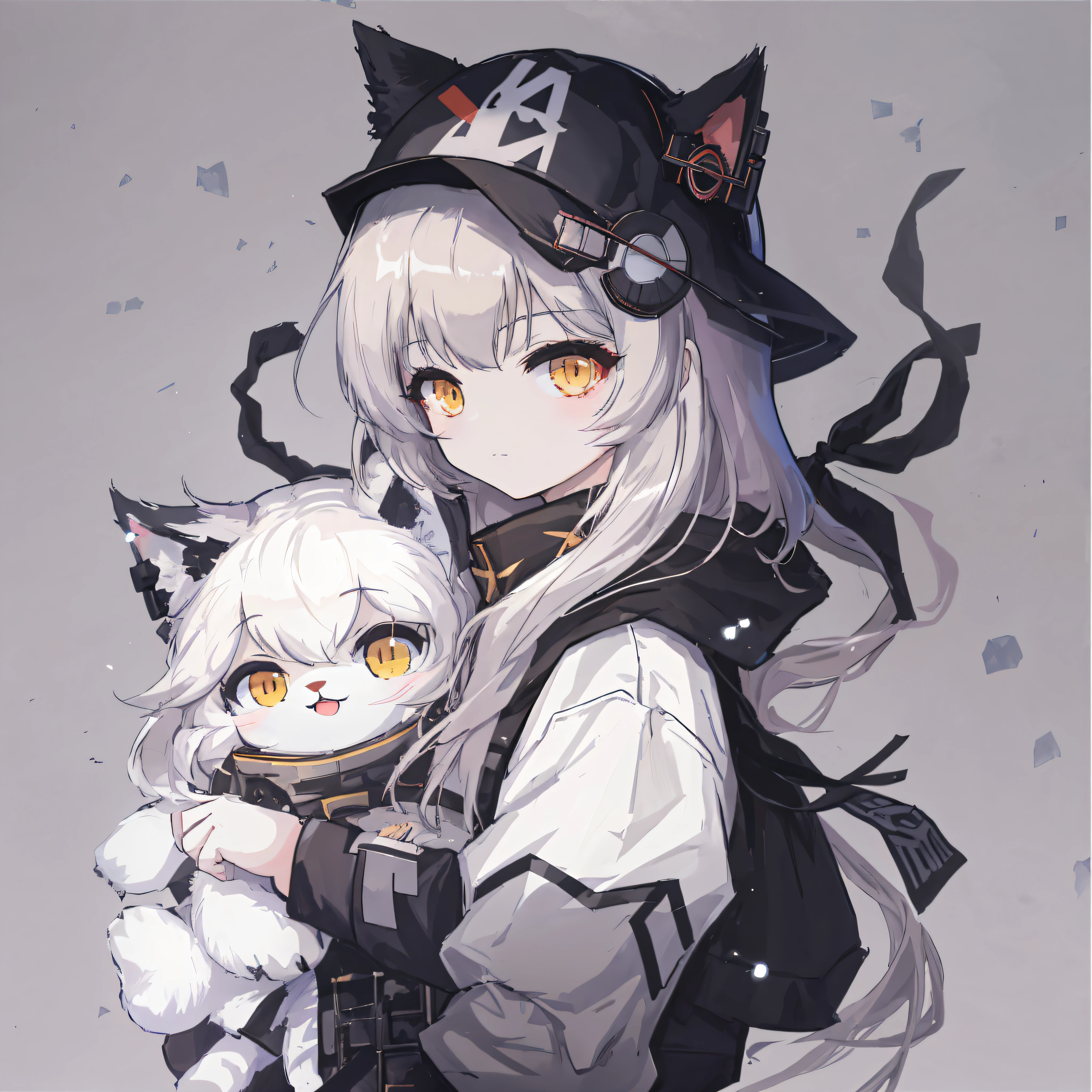 anime girl holding a cat in her arms, from girls frontline, anime girl with cat ears, cute anime catgirl, beautiful anime catgirl, anime cat, White Cat Girl, anime catgirl, Very beautiful anime cat girl, girls frontline style, by Yang J, Guweiz in Pixiv ArtStation, Guweiz on ArtStation Pixiv