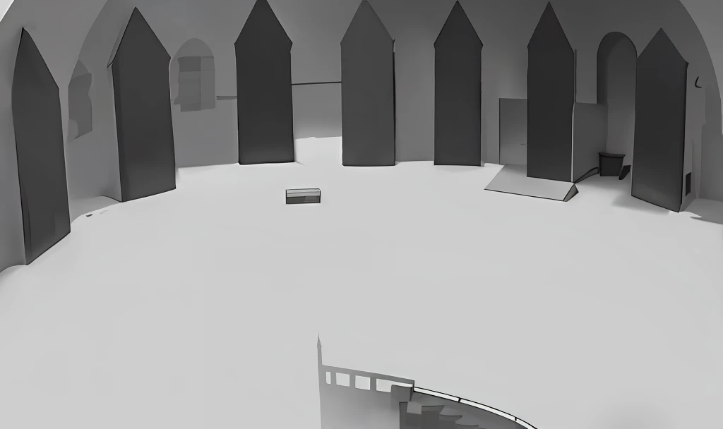 Interior of the circular building，muri，Grayscale detail，strong ambient occlusion，ambient occlusion render，Environmental occlusion: 3, Gloomy castle background, ultra ambient occlusion