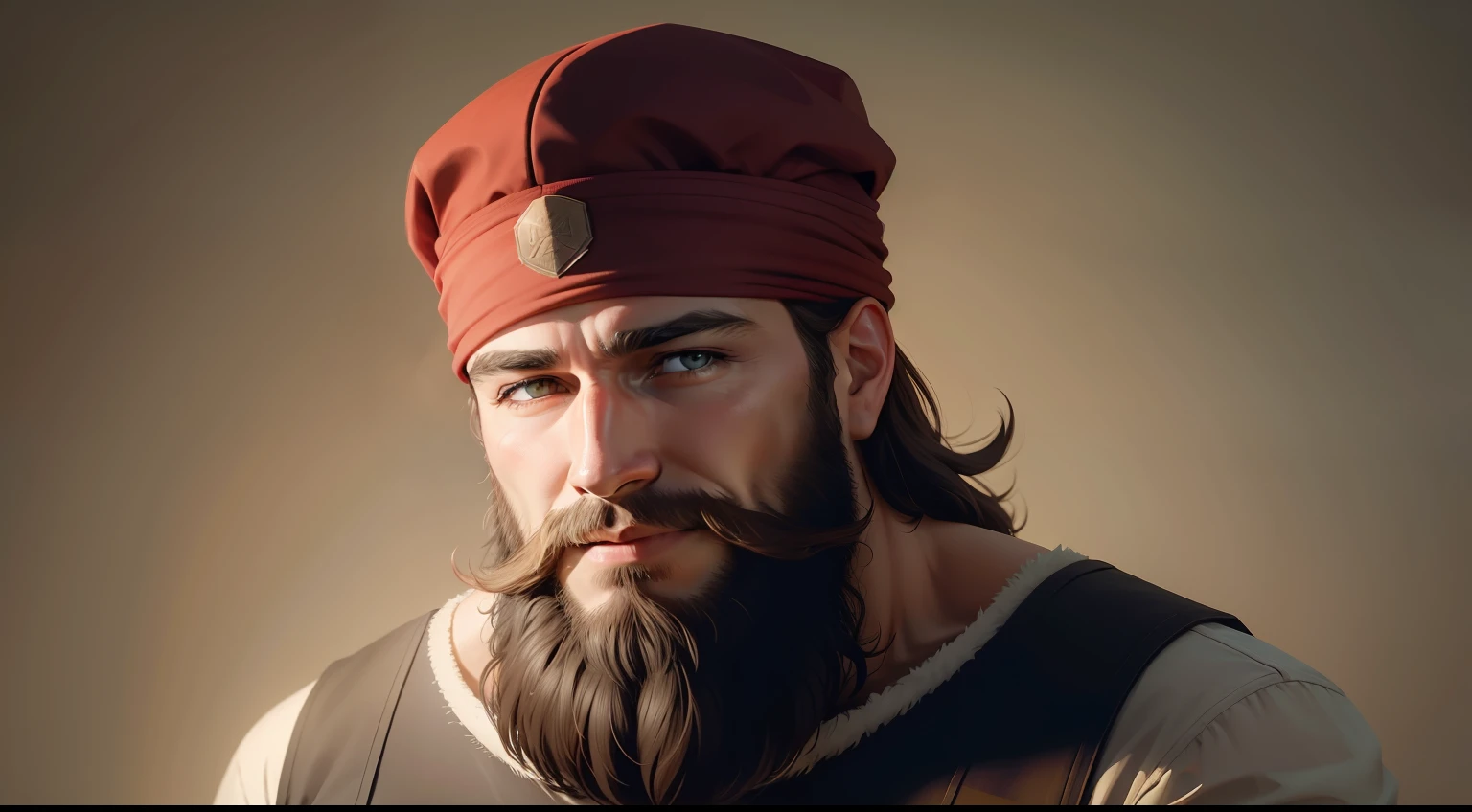 30 years old man, beard, using cap on the head, smilling