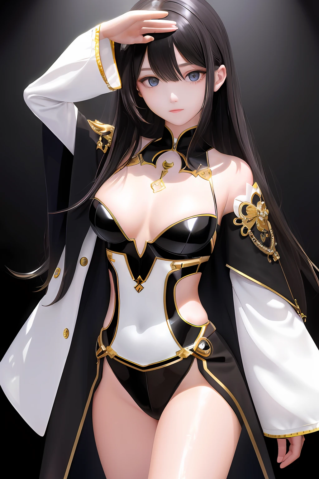 1girll, 独奏, Beth,nakeness, tmasterpiece, Best quality at best, realisticlying, ultra - detailed, (shiny skins, perspired:1.4), absurderes, looking at viewert, with short black hair, with brown eye,slenderness,Dynamic light and shadow,A high resolution,Sharp focus,depth of fields,The eyes are delicate,Sharp pupils,pupil realistic,(Chest 10.0),(Thigh thick:1.0),exteriors,Skysky